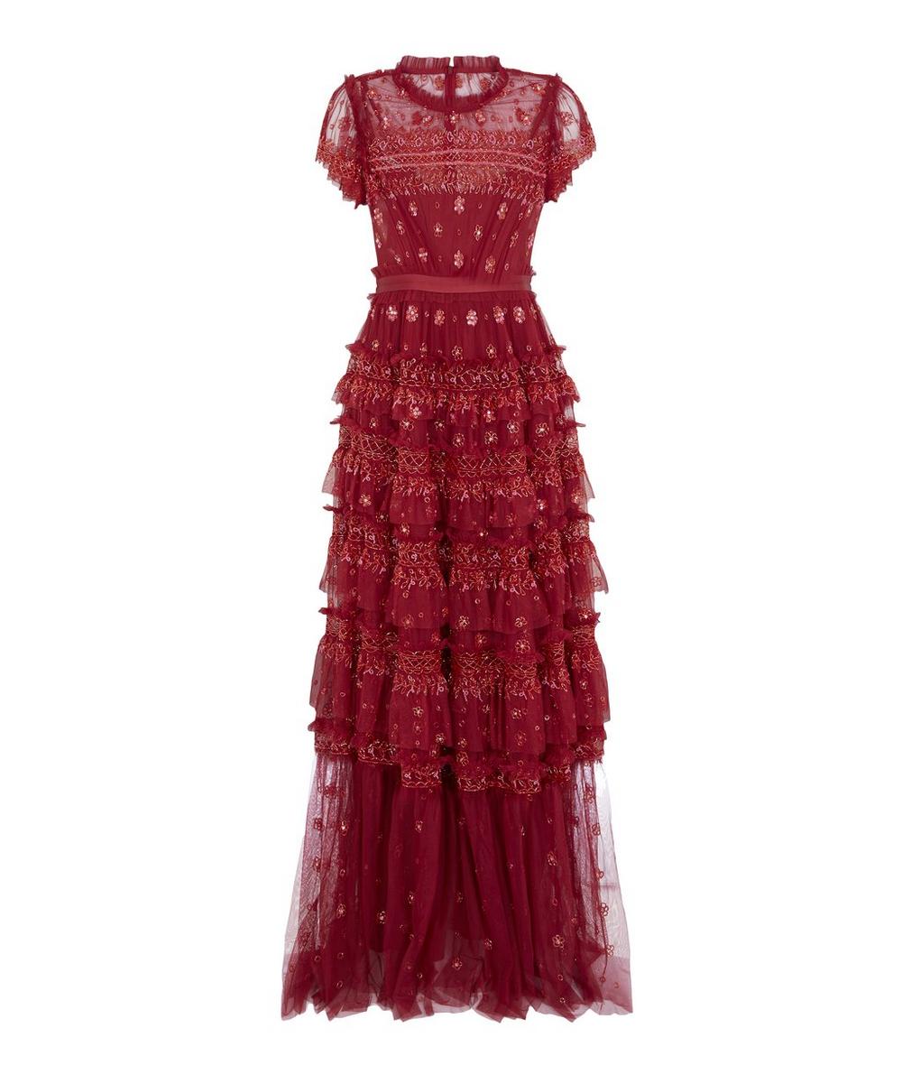Needle & Thread Andromeda Maxi-dress In Cherry Red