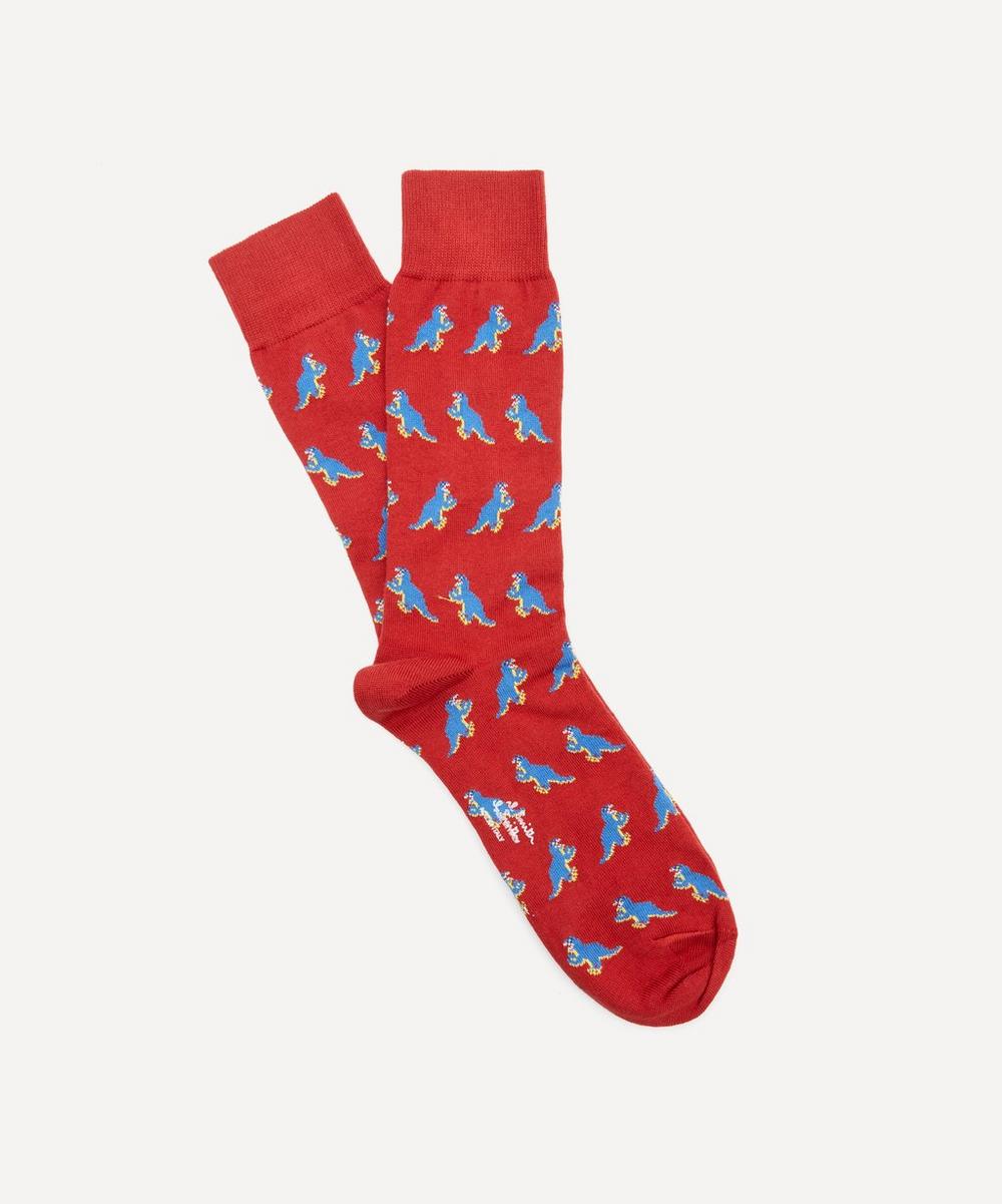 Paul Smith Dinosaur Jacquard Socks In Red