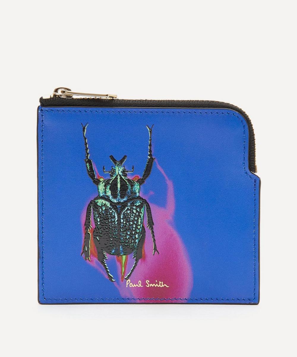 PAUL SMITH PHOTOGRAPHIC BEETLE PRINT LEATHER CARD POUCH,5057865925462