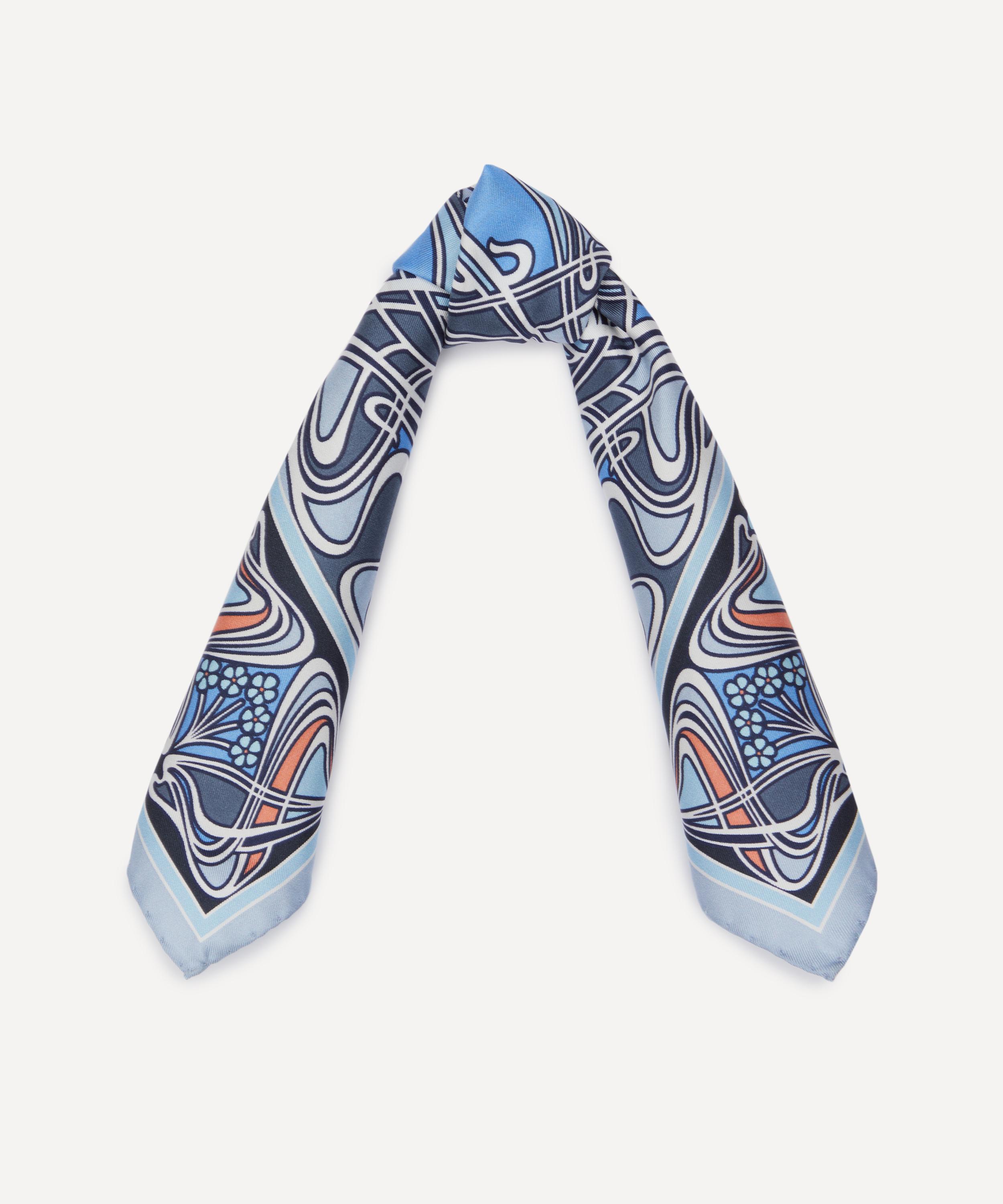 Liberty London Ianthe 45 X 45cm Silk Twill Scarf In Blue