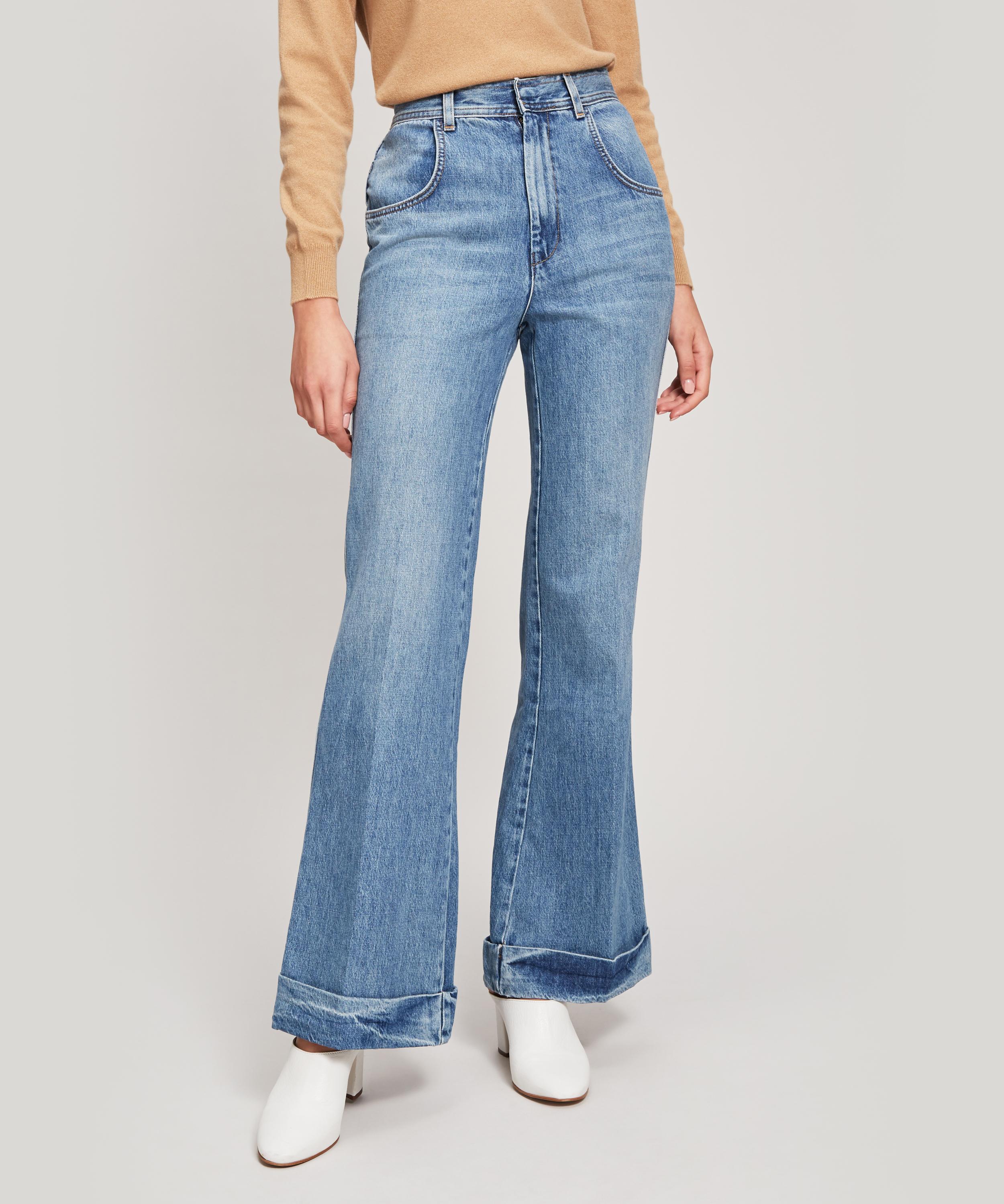 Re/done 70s Ultra High Rise Cuffed Bell Bottom Jeans In Medium Stone ...