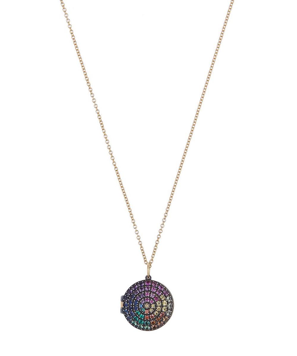 Andrea Fohrman Gold Rainbow Sapphire Locket Necklace