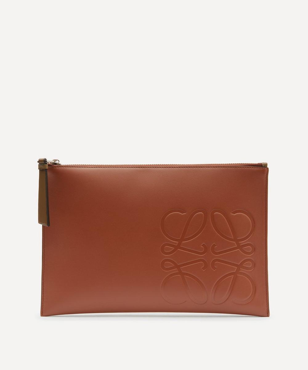 Loewe Logo Leather Pouch In Brown