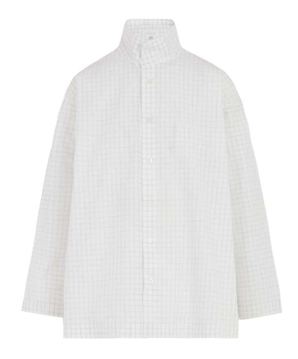 Eskandar Mandarin Collar Cocooning Silk Shirt In White