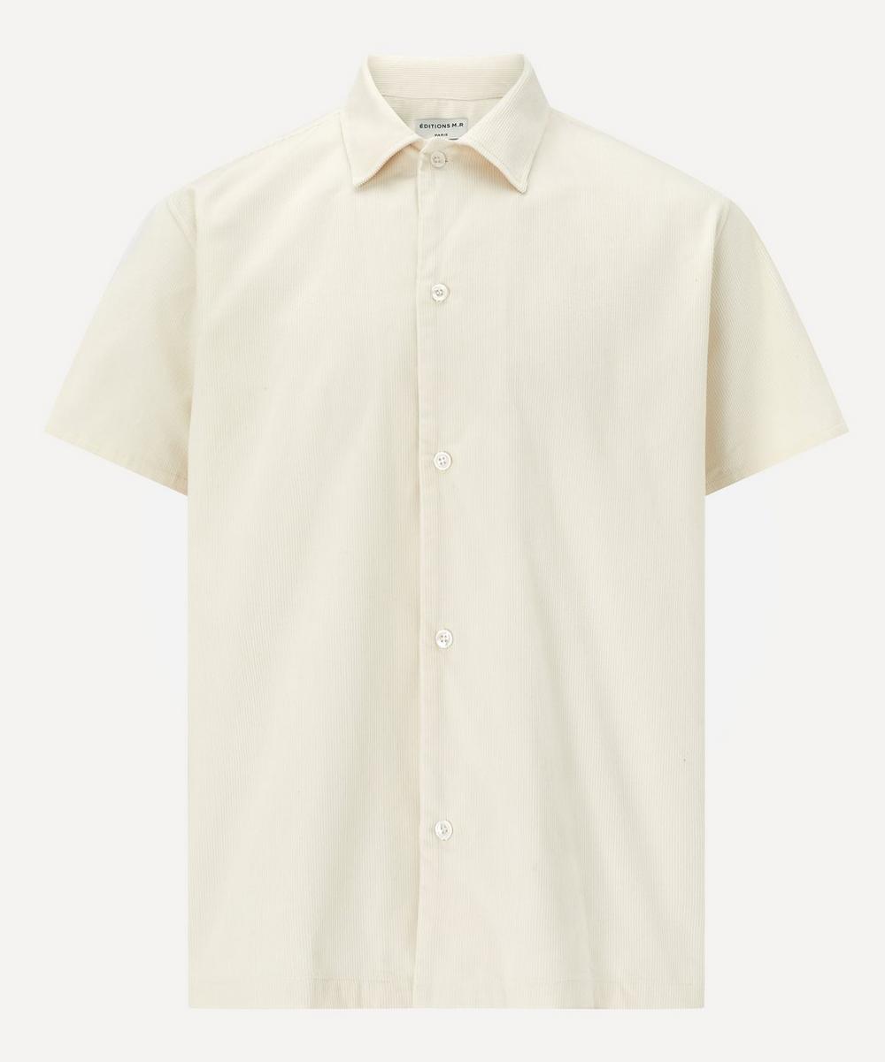 Editions Mr Eric Open Collar Corduroy Shirt In White
