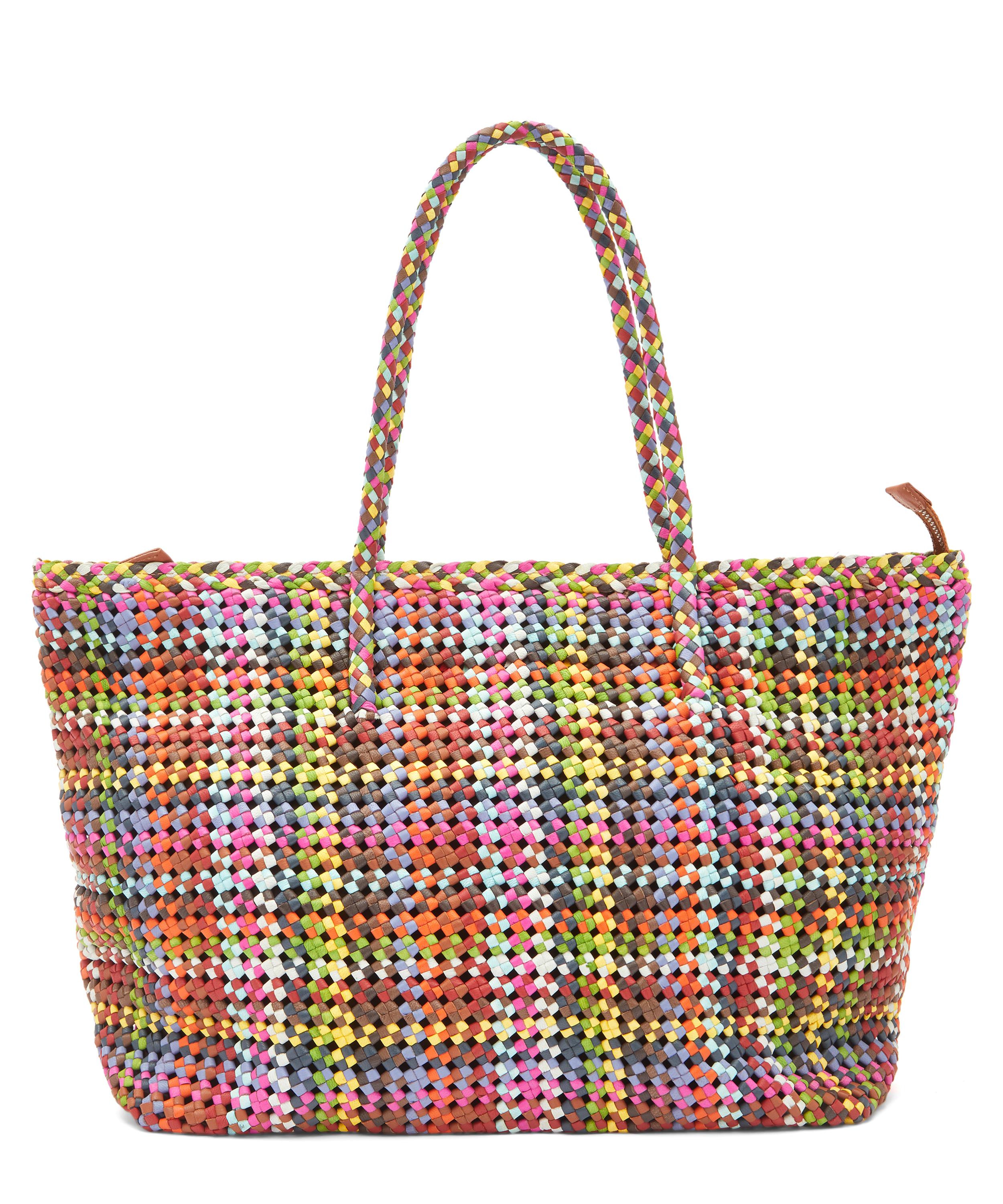 Flower Weave Leather Tote Bag