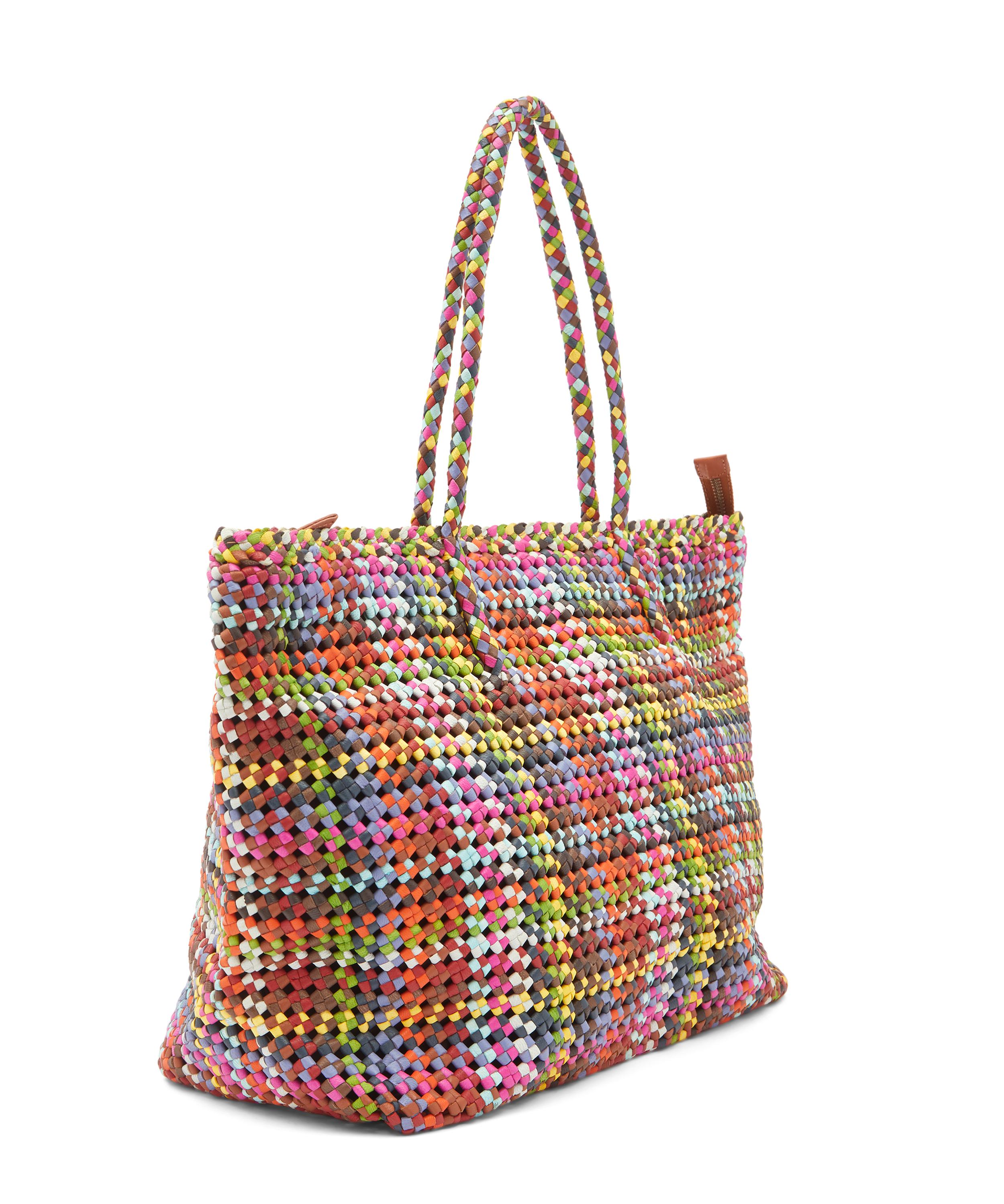 Flower Weave Leather Tote Bag