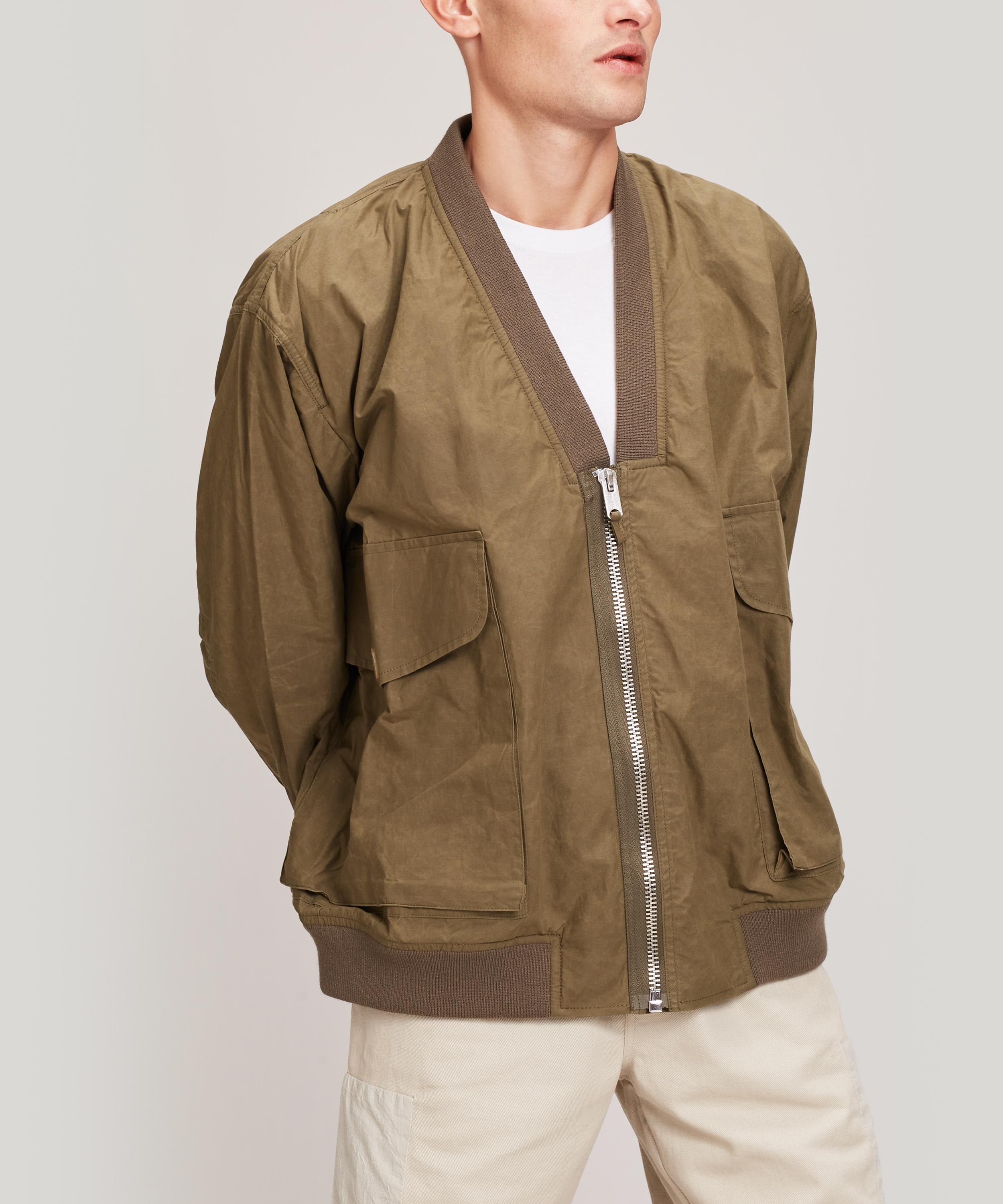 Collarless hot sale bomber jacket