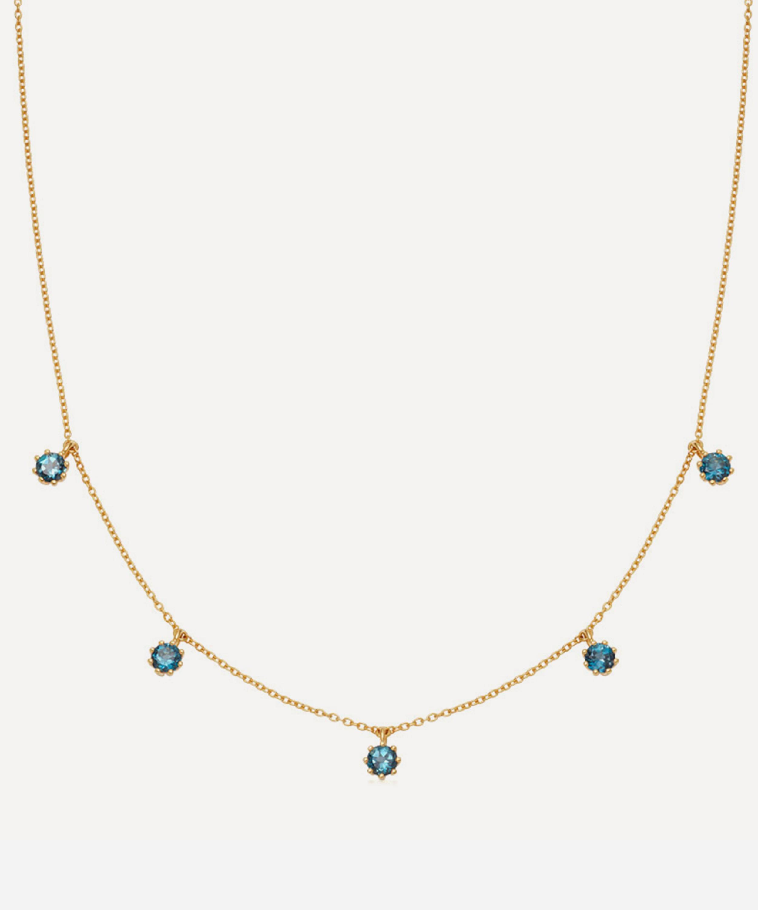 Astley Clarke Gold Plated Vermeil Silver Linia London Blue Topaz Choker Necklace
