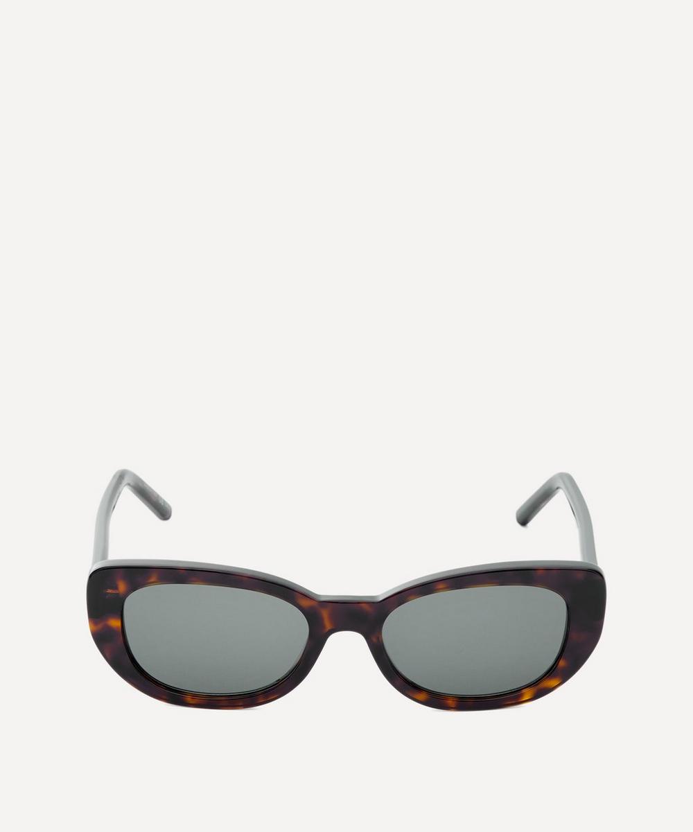 Saint Laurent Slim Oval Cat-eye Sunglasses In Havana