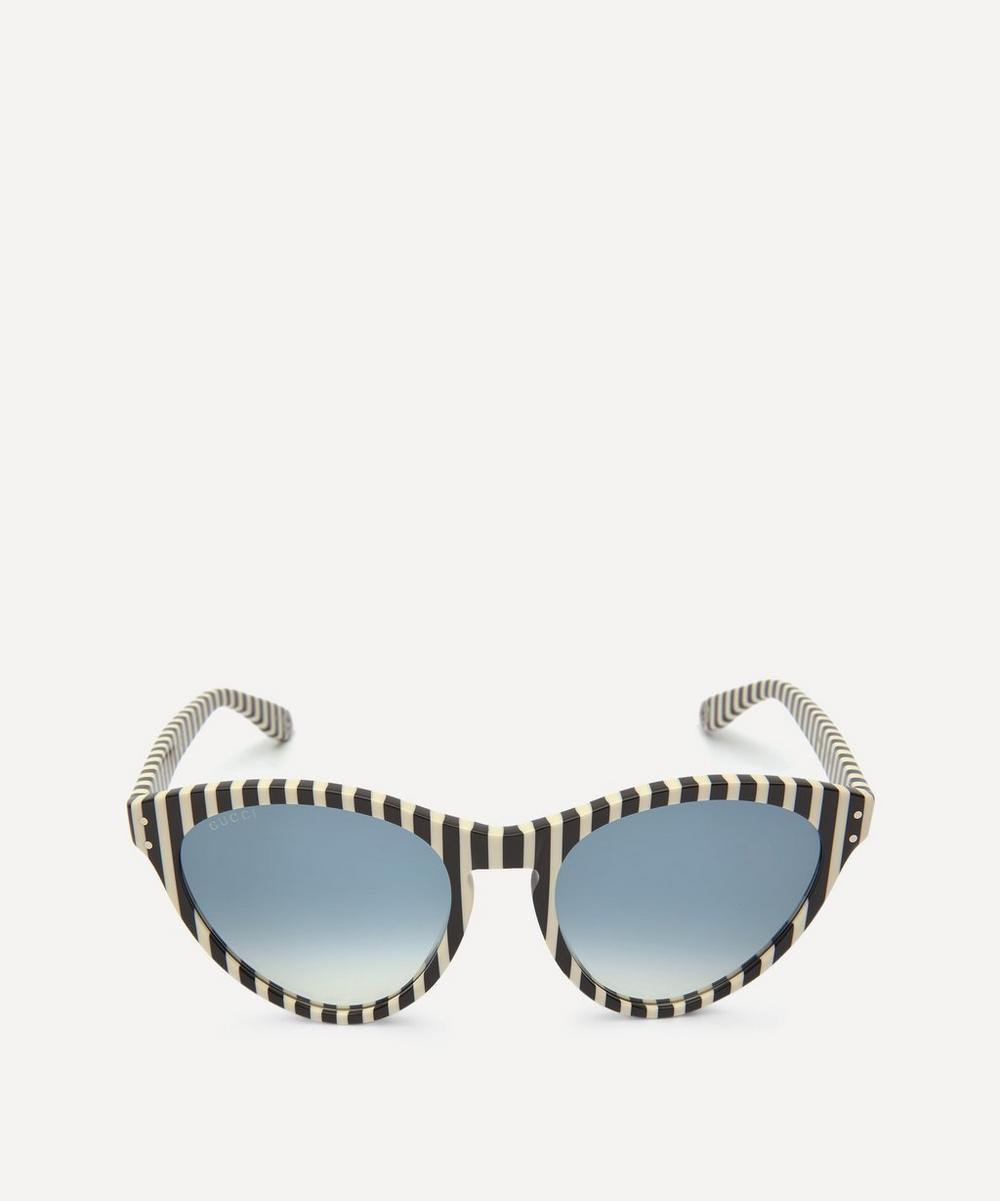 Gucci Striped Oversized Cat-eye Acetate Sunglasses In Black