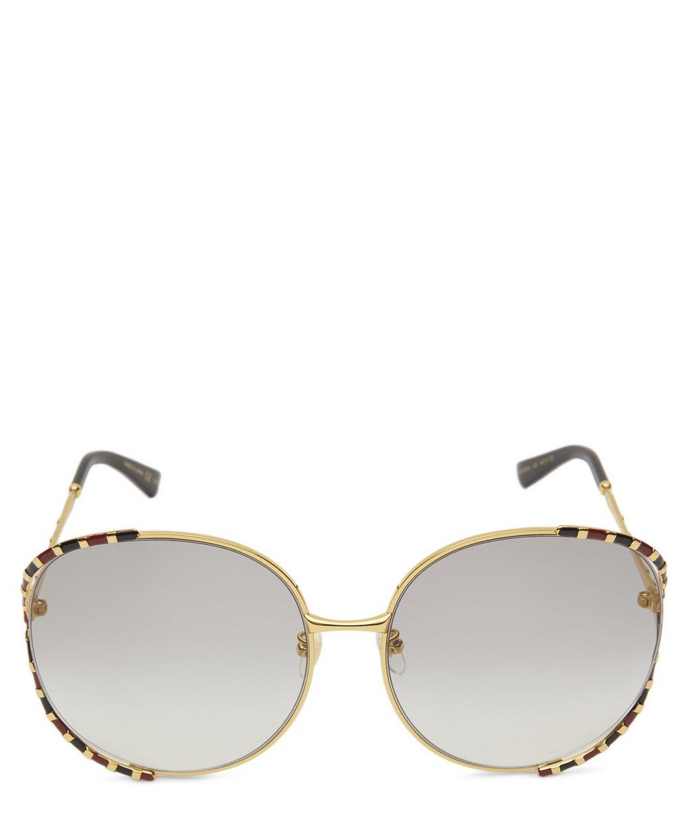Gucci Oversized Round-frame Metal Sunglasses In Gold
