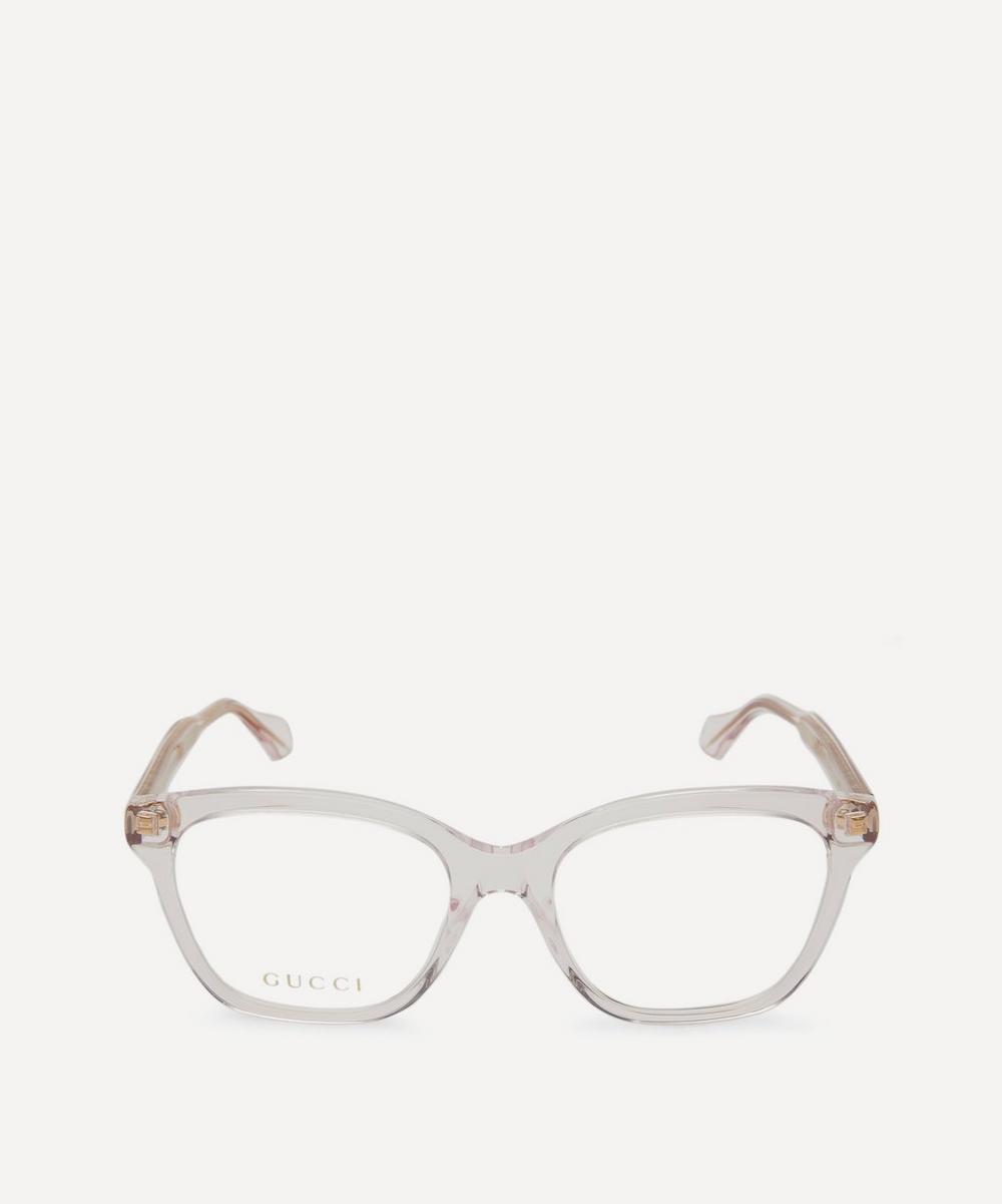 Gucci Clear Acetate Wayfarer Glasses In Light Pink
