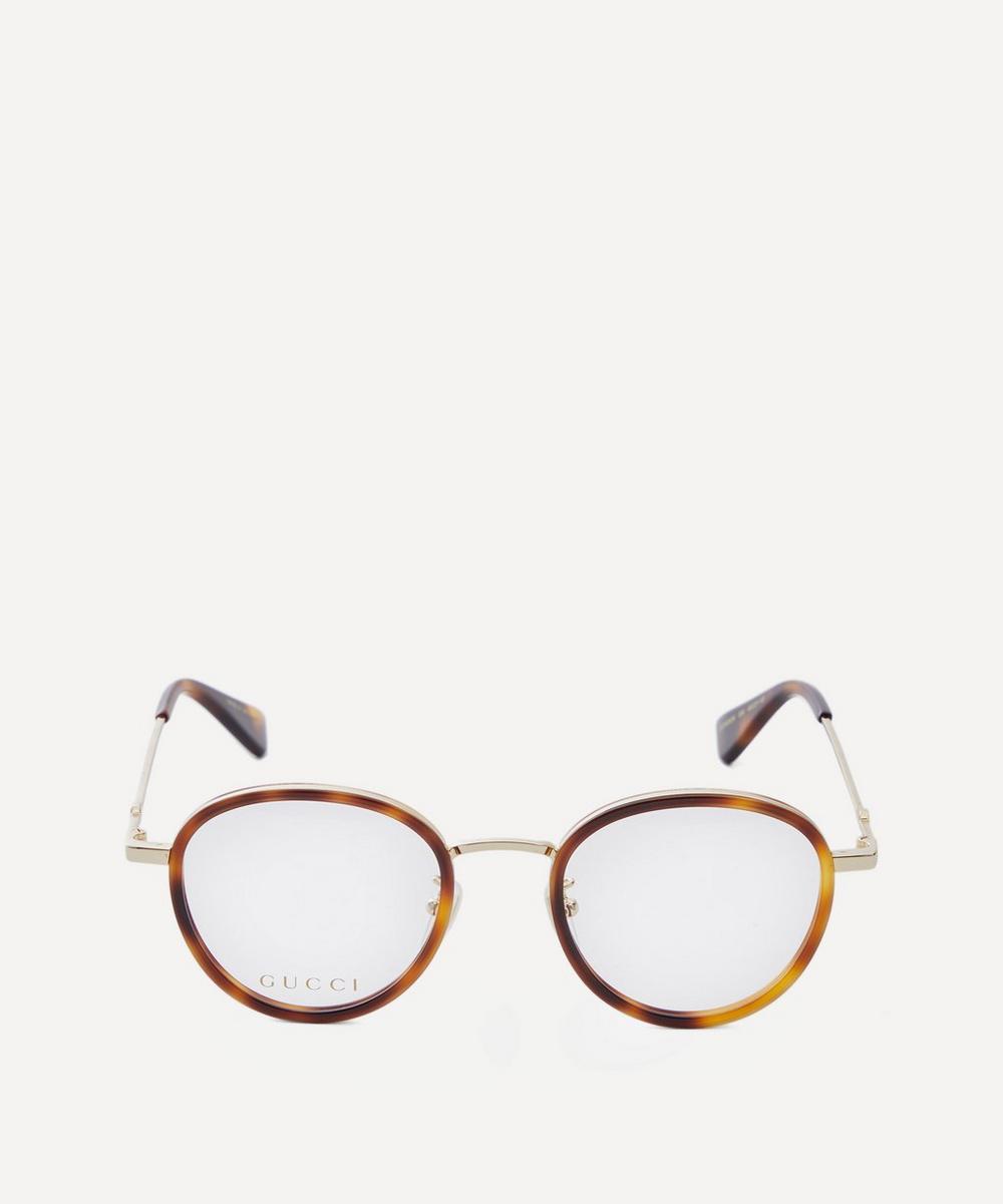 Gucci Acetate And Metal Round Optical Glasses In Havana