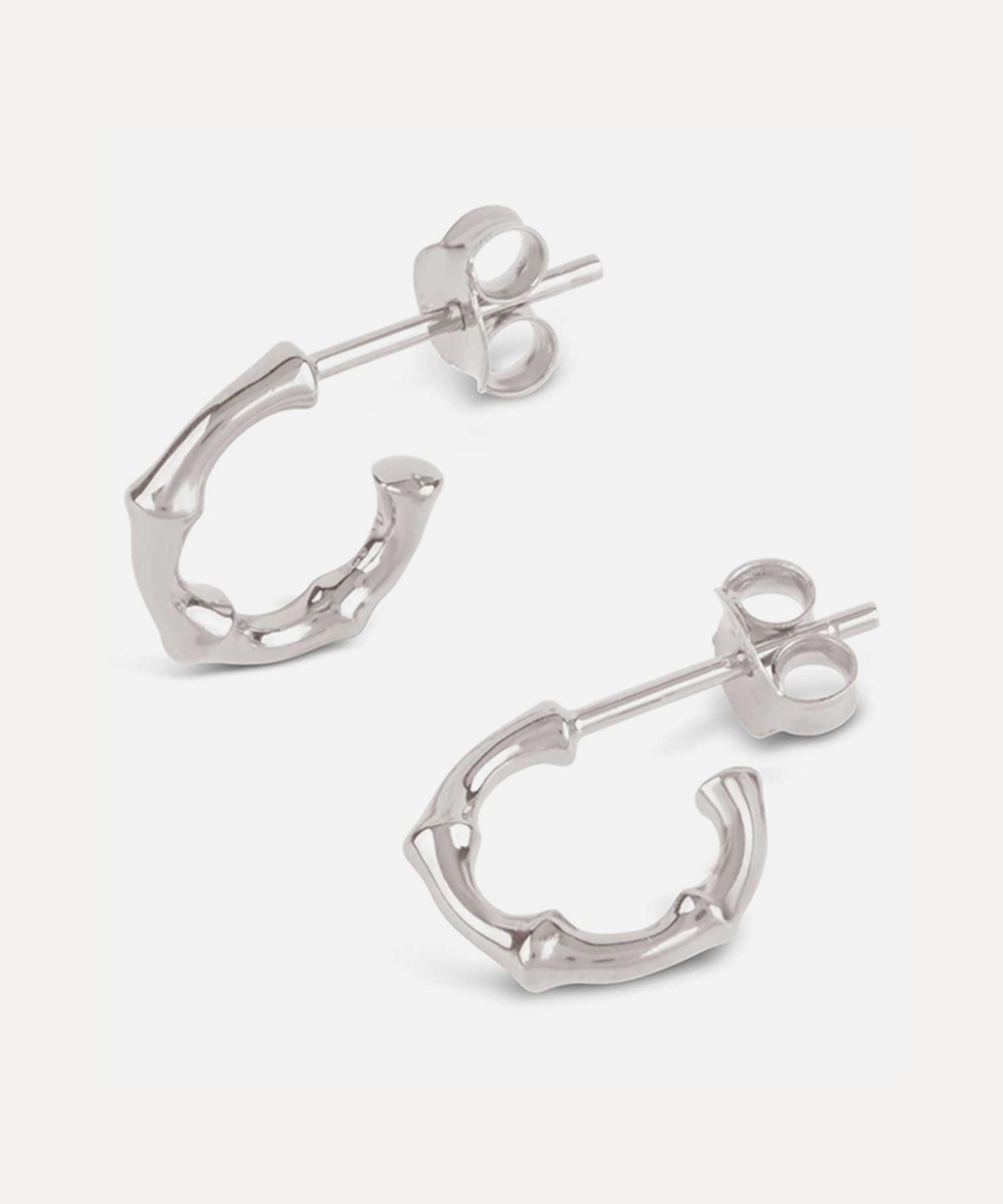Dinny Hall Silver Bamboo Mini Hoop Earrings In Silver