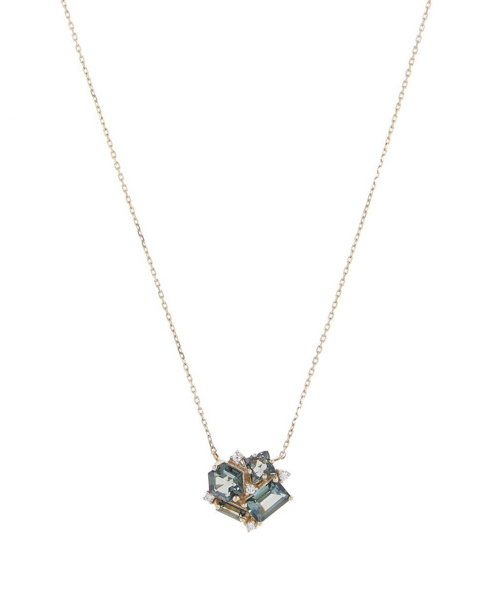 Suzanne Kalan Gold Green Envy Topaz And Diamond Cluster Pendant Necklace