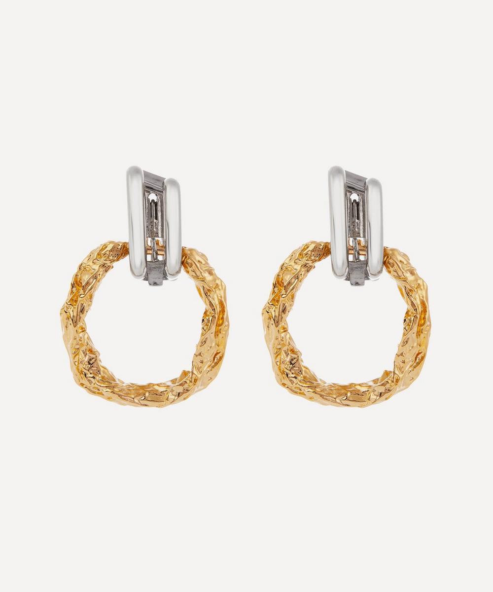 Chloé Textured Hoop Drop Earrings In Gold And Silver
