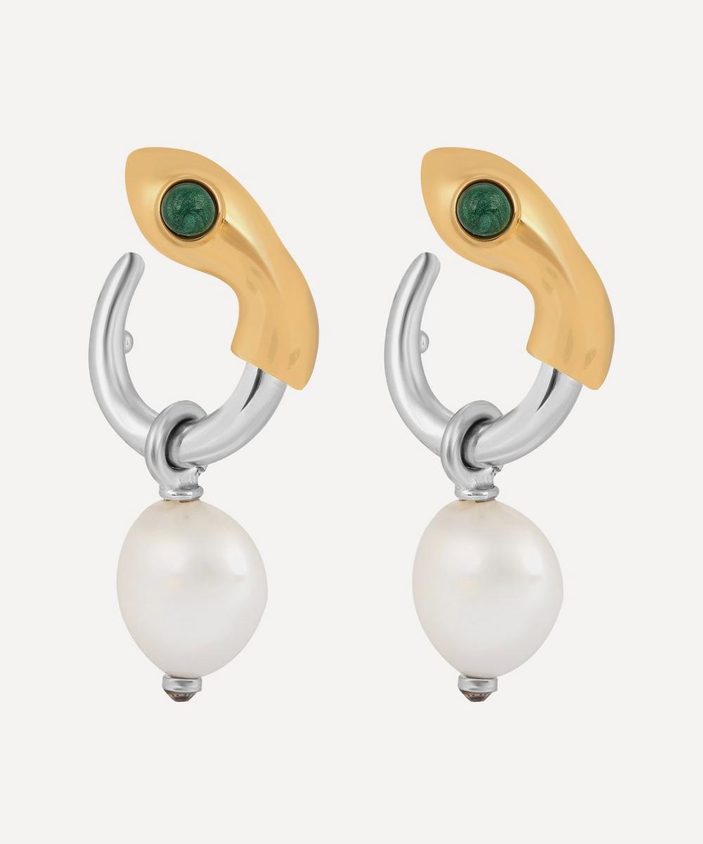 Chloé Callie Snake Pearl Drop Earrings In Gold And Silver