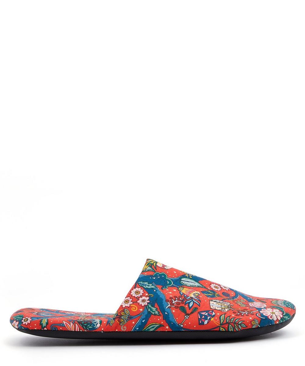 Liberty London Jeweltopia Tawn Lawn' Cotton Travel Slippers In Red