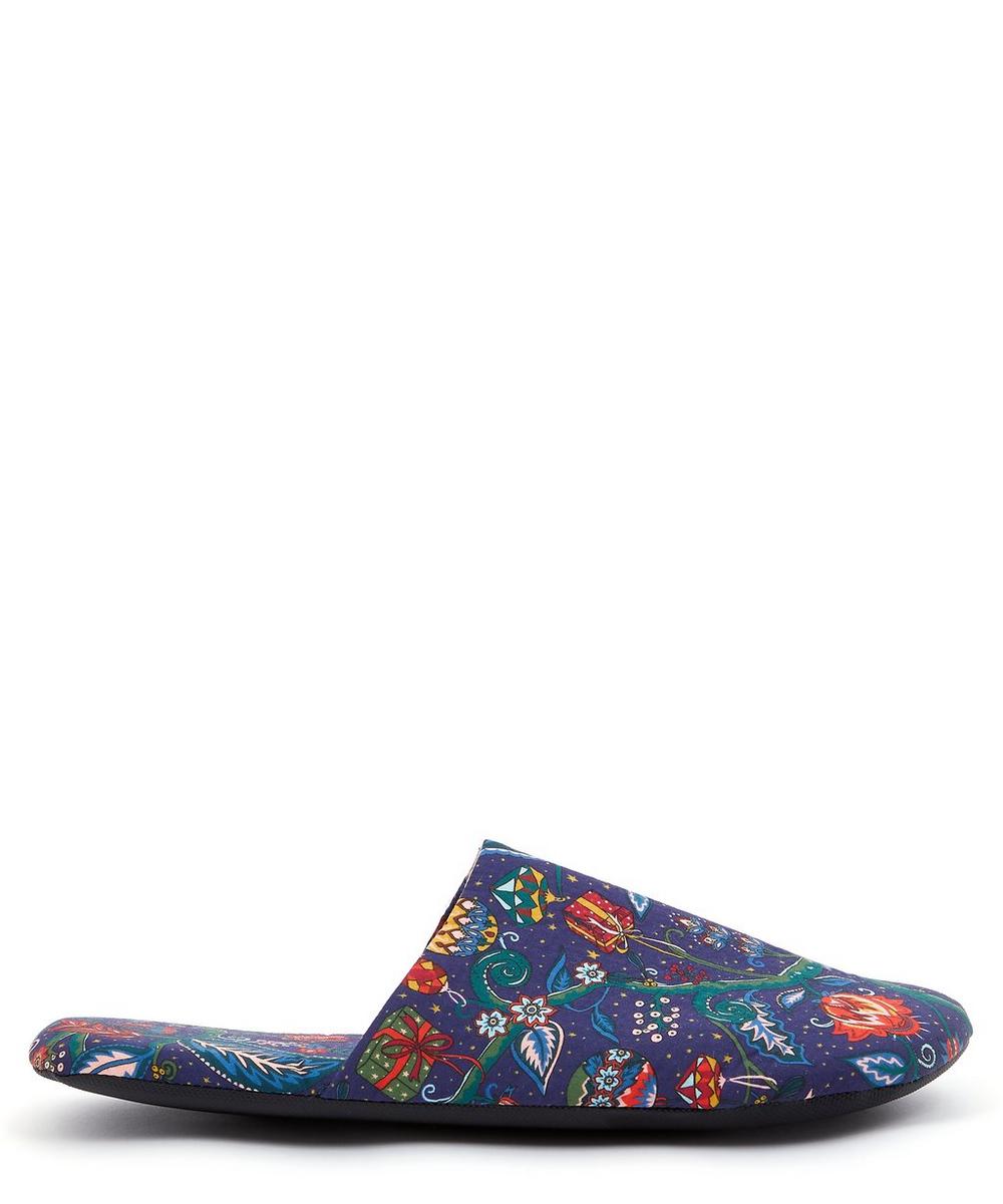 Liberty London Jeweltopia Tawn Lawn' Cotton Travel Slippers In Navy