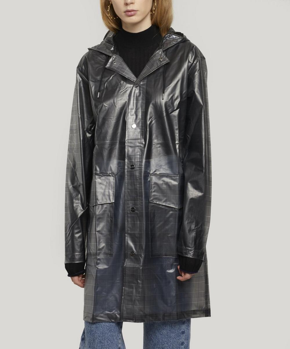 Rains Check Hooded Coat In Check Charcoal | ModeSens
