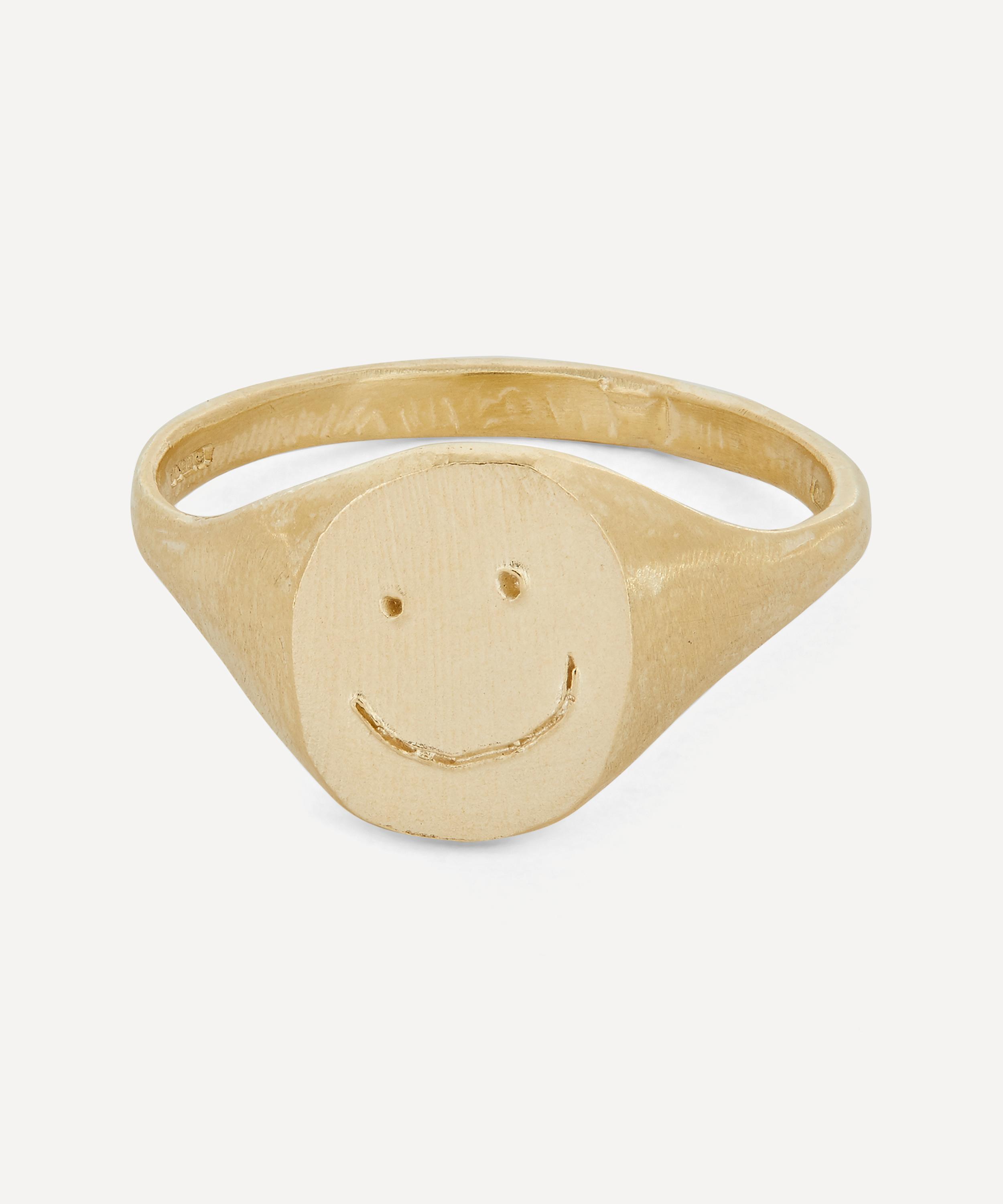 Seb Brown 9ct Gold Happy Face Signet Ring 6 Luxury Gift