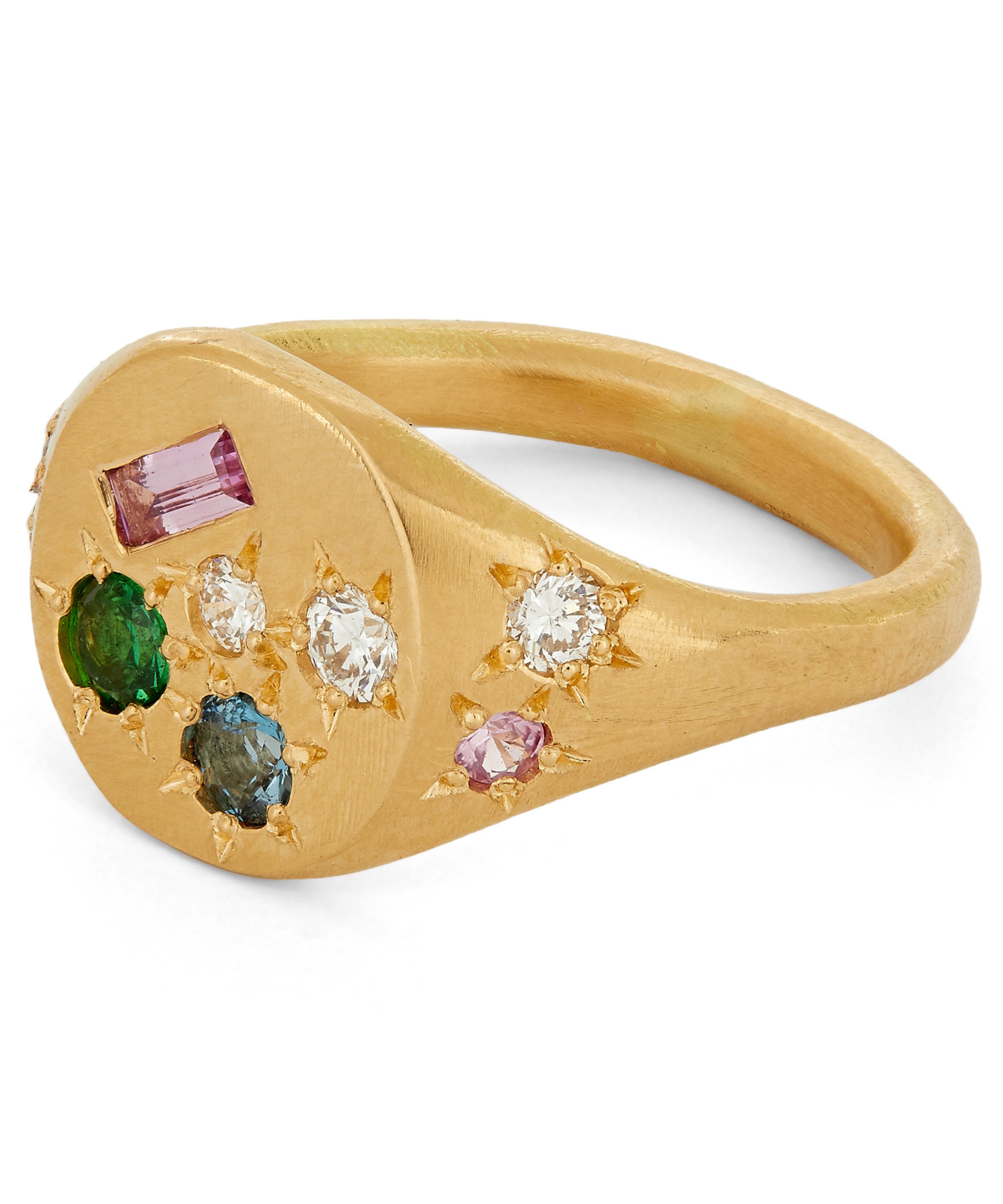 Gold Treasure Multi-Stone Signet Ring