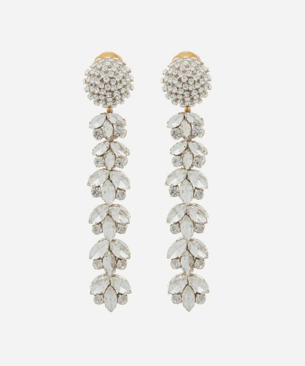 Oscar De La Renta Tiered Crystal Clip-on Drop Earrings In White
