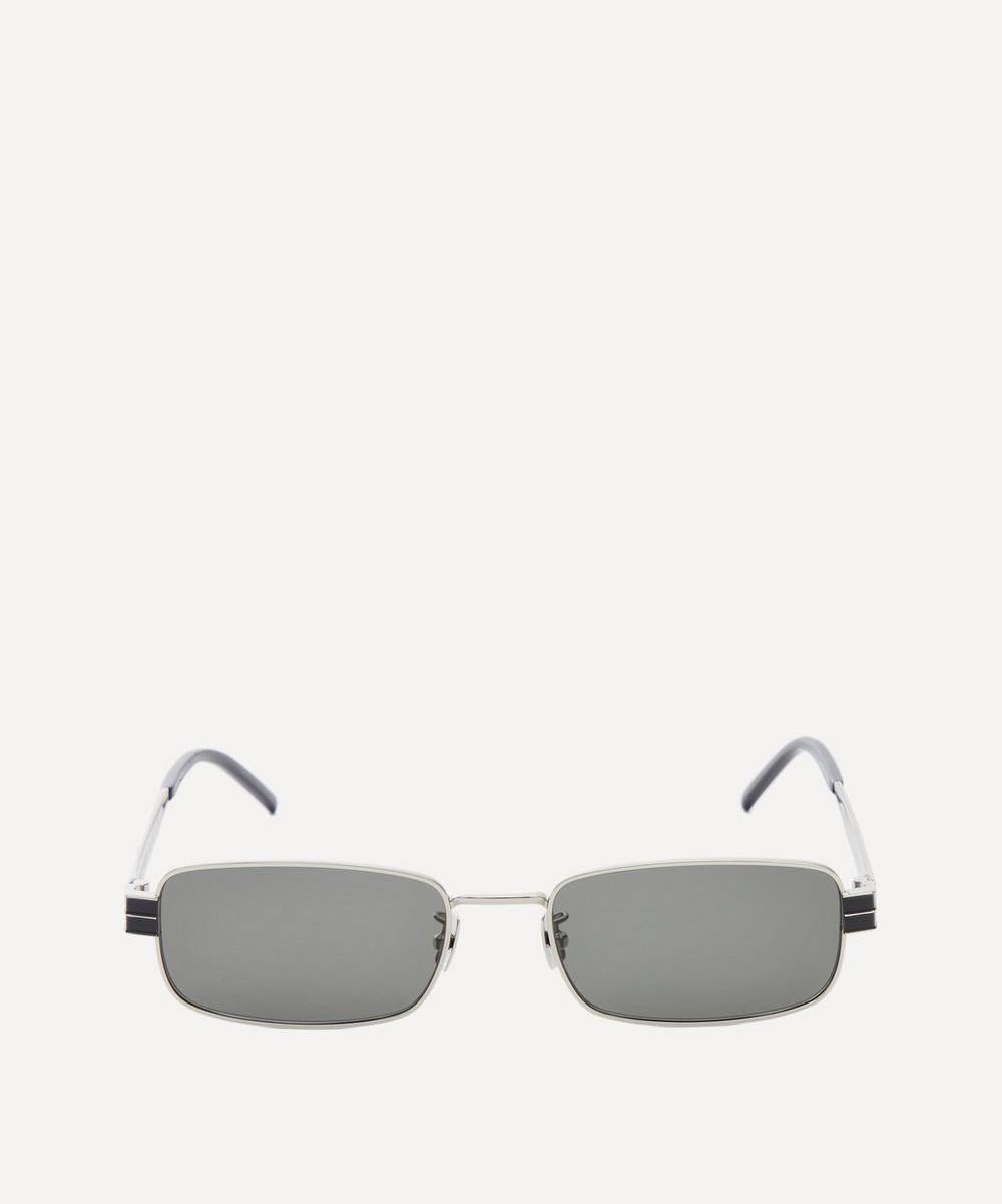 Saint Laurent Rectangle-frame Silver-tone Metal Sunglasses