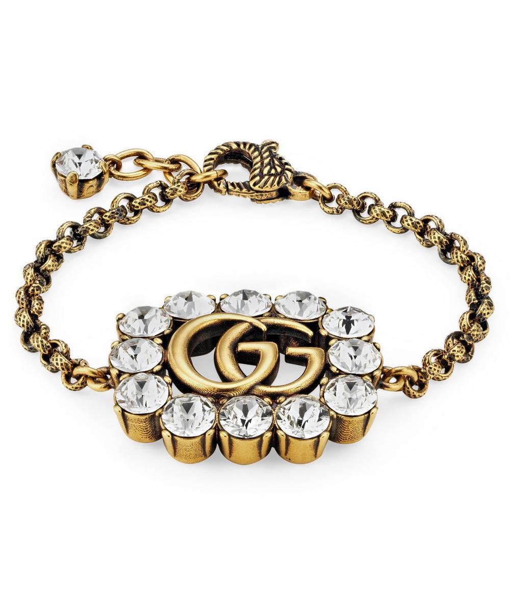 Gucci Gold-tone Crystal Double G Bracelet