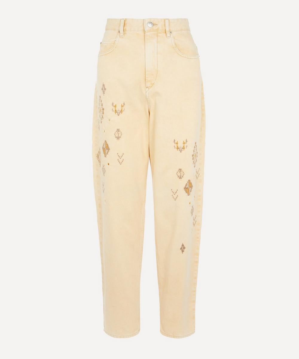 Isabel Marant Étoile Corsy Embroidered Straight-leg Jeans In Light Yellow