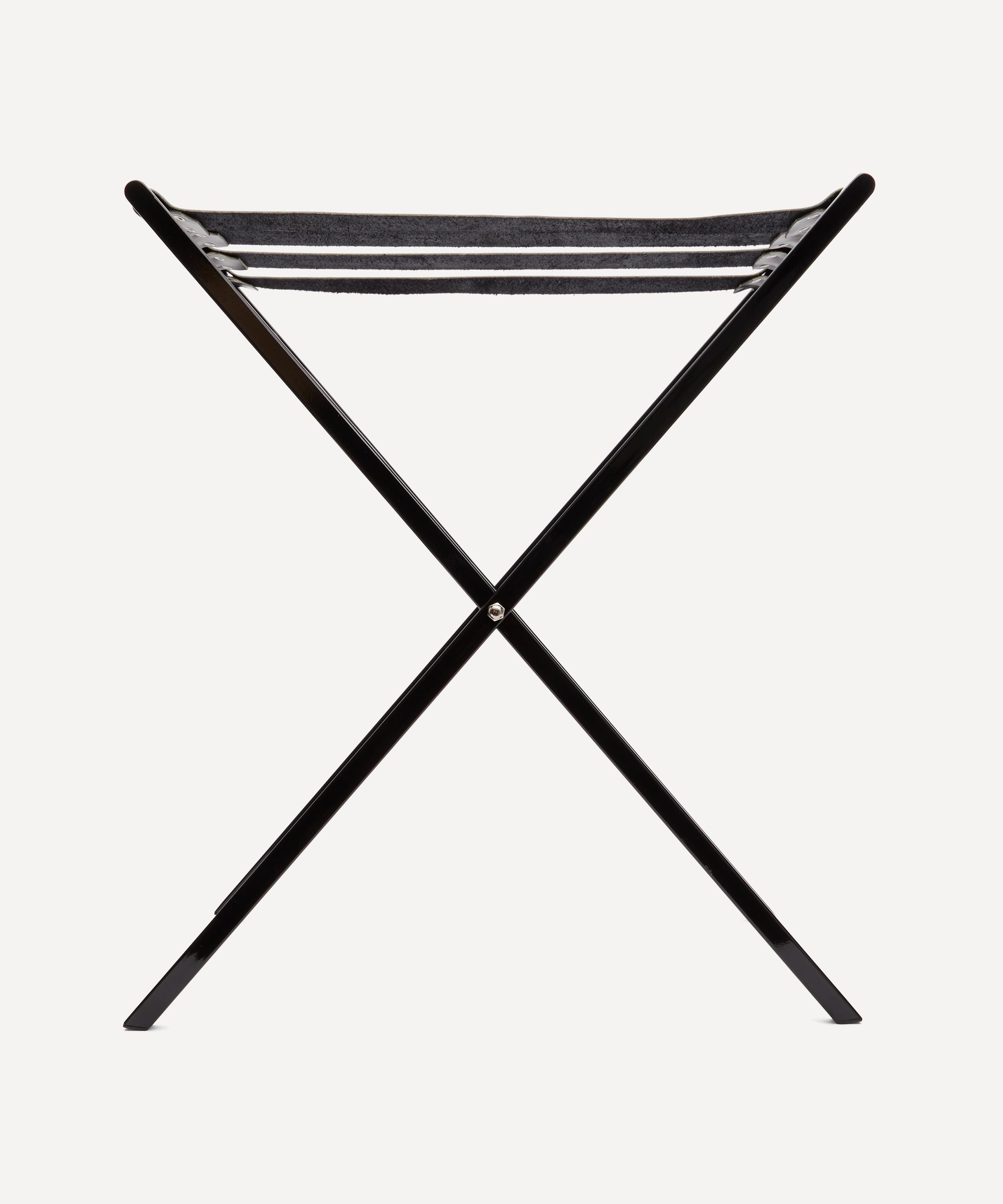 Fornasetti Iron And Leather Tray Holder In Black And White