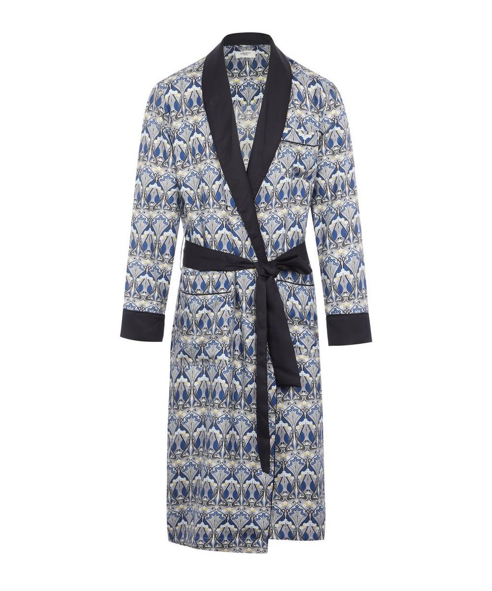 Liberty London Ianthe Silk Satin Dressing Gown In Blue
