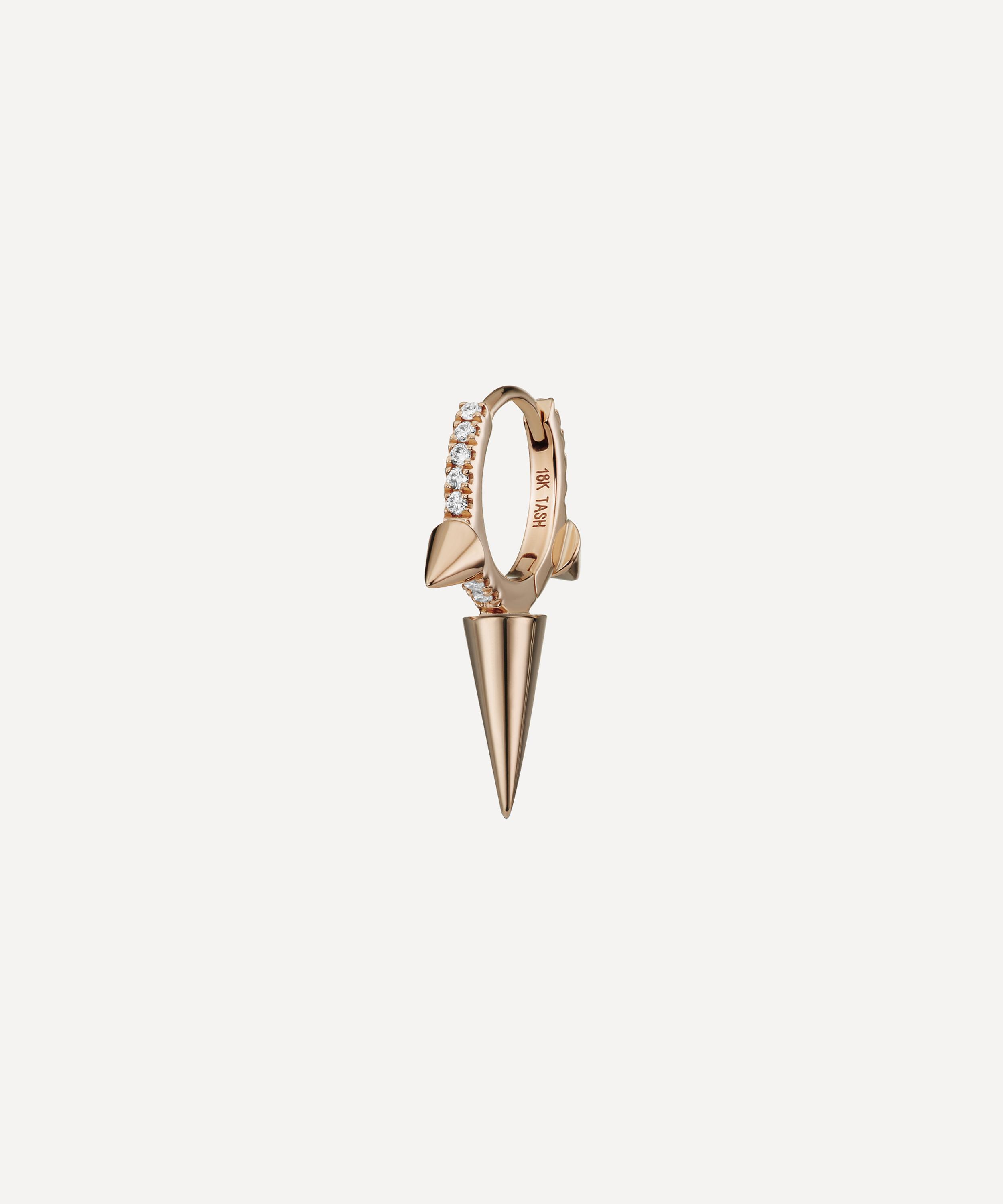 Maria Tash 18ct 8mm Triple Long Spike Diamond Eternity Single Hoop Earring In Rose Gold