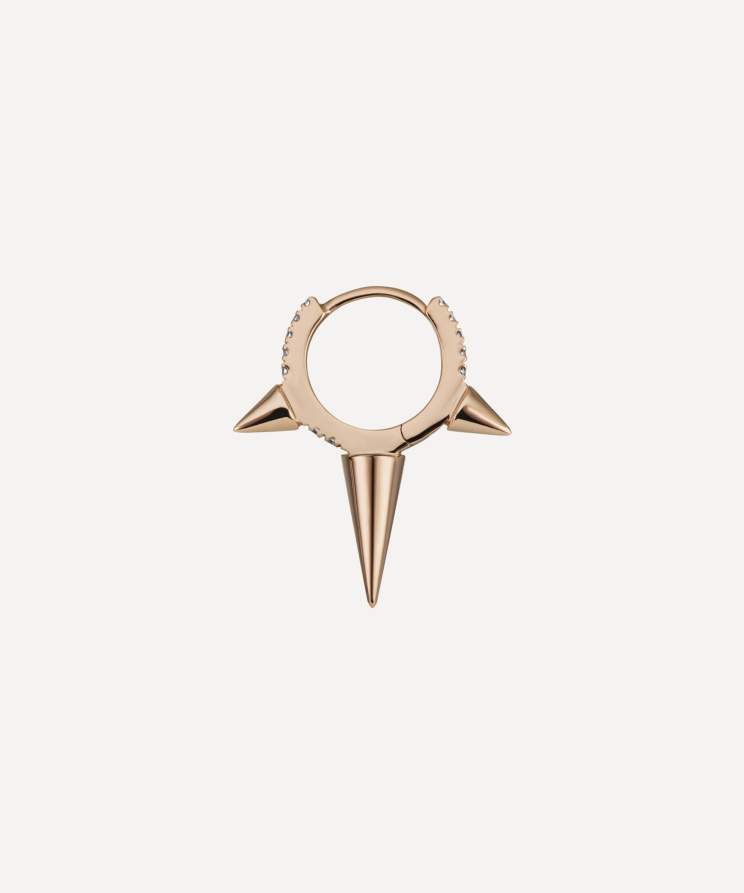 Maria Tash 18ct 8mm Triple Long Spike Diamond Eternity Single Hoop Earring In Rose Gold