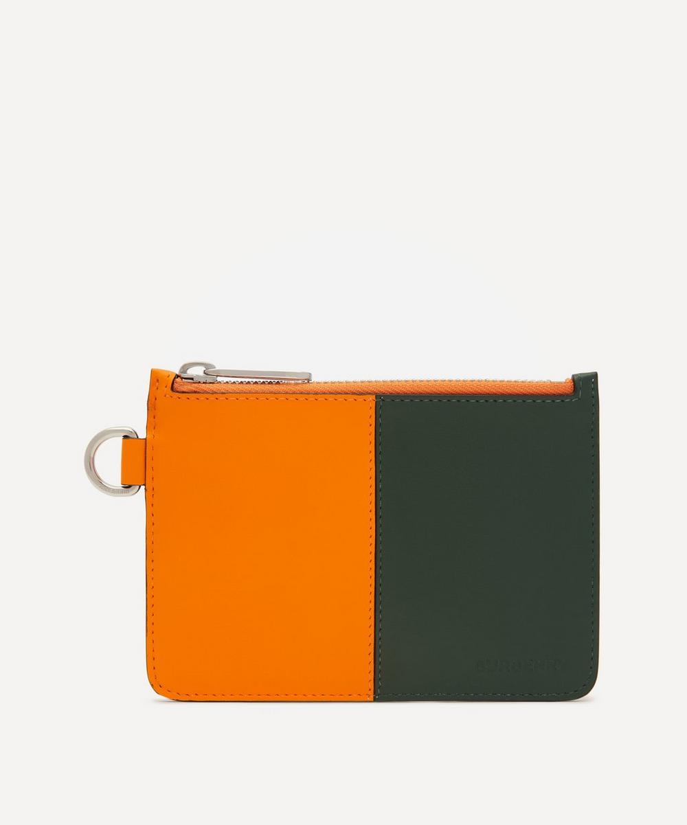 Burberry Colour Block Leather Zip Coin Case In Multicoloured