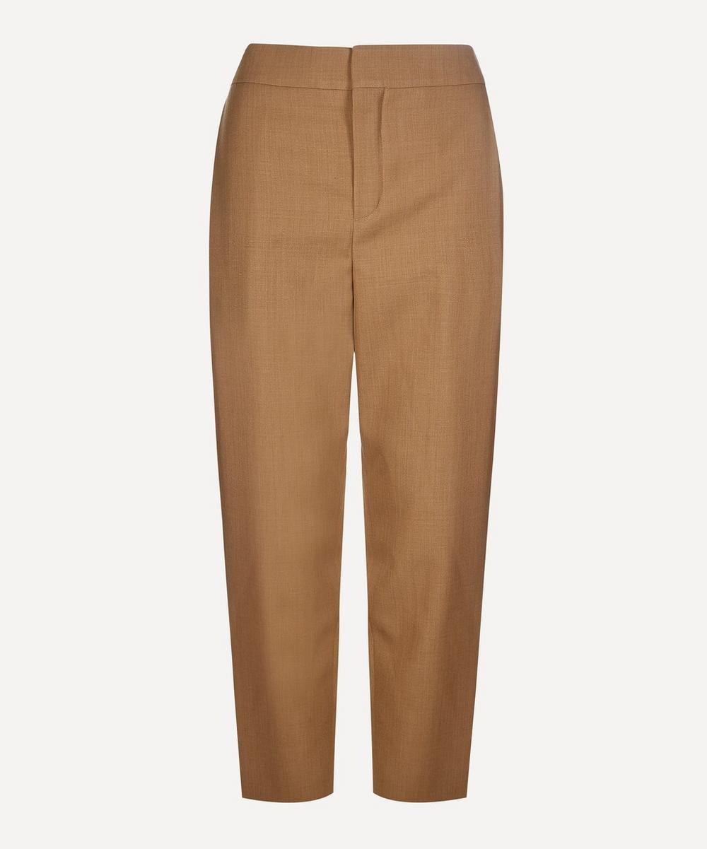 Chloé Cropped Wool Tapered Trousers In Warm Brown