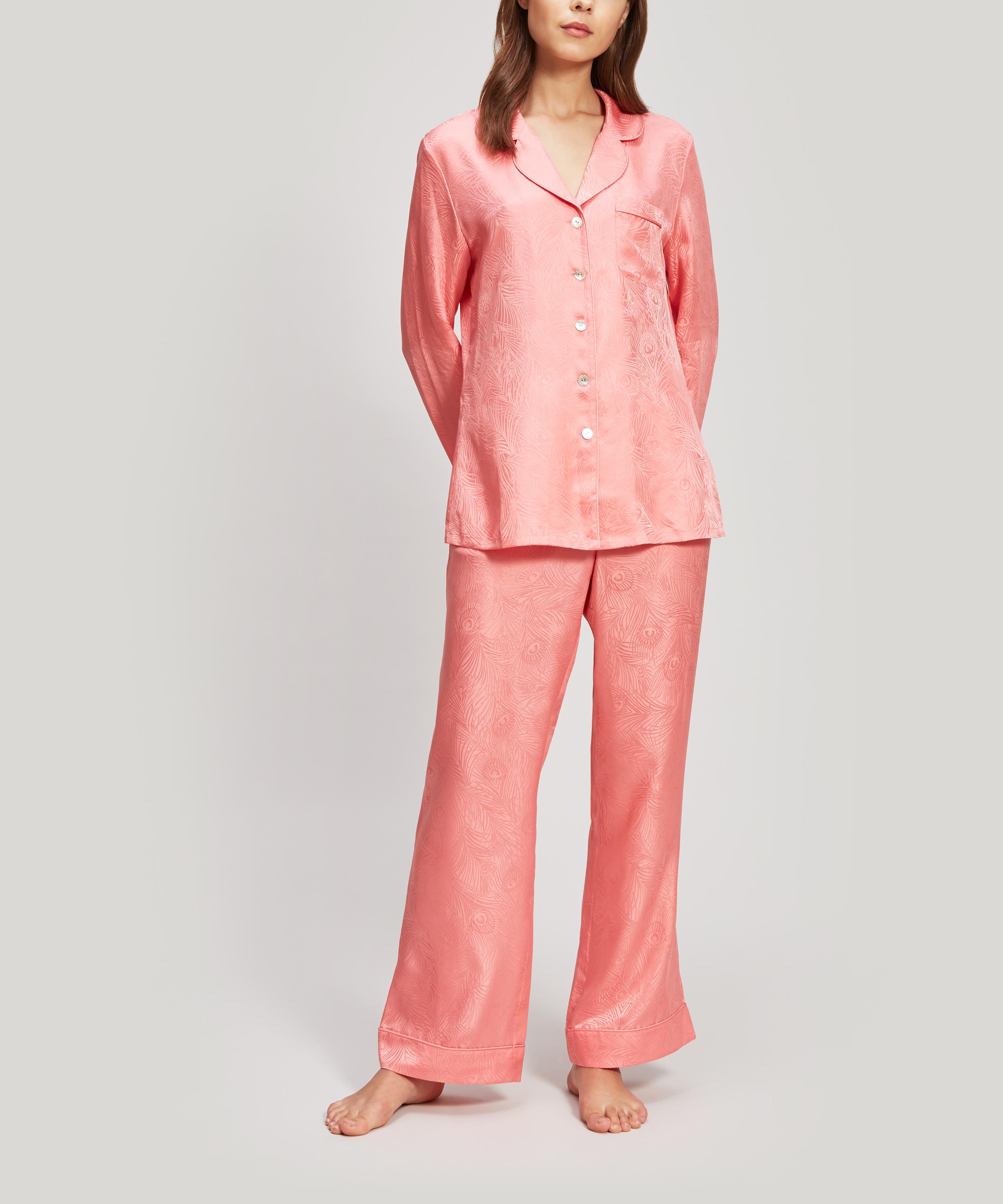 Liberty London Hera Silk Jacquard Pyjama Set In Pink
