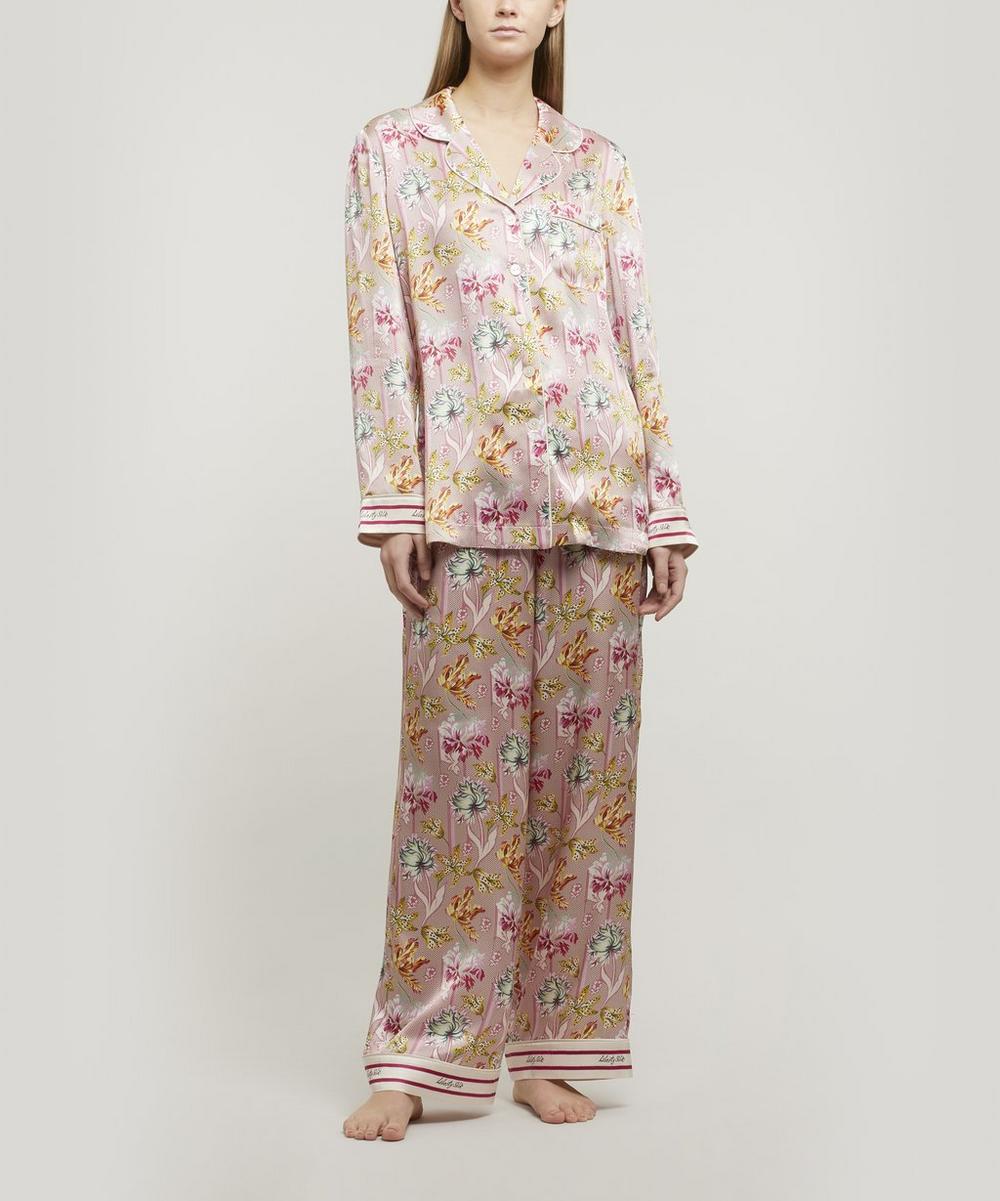 Liberty London Bettina Silk Charmeuse Pyjama Set In Pink