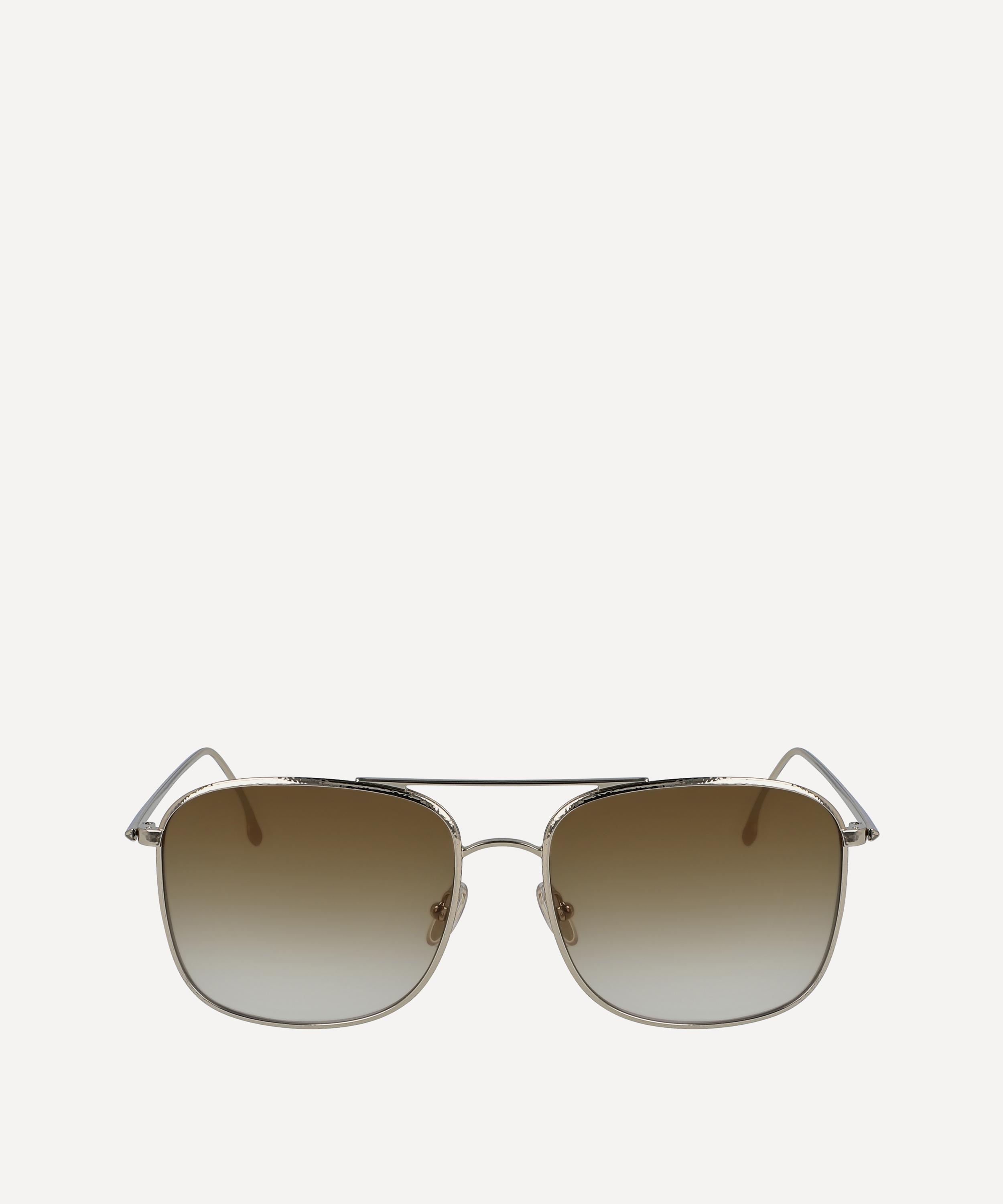 Victoria Beckham Hammered Square Aviator Sunglasses In Gold-tone