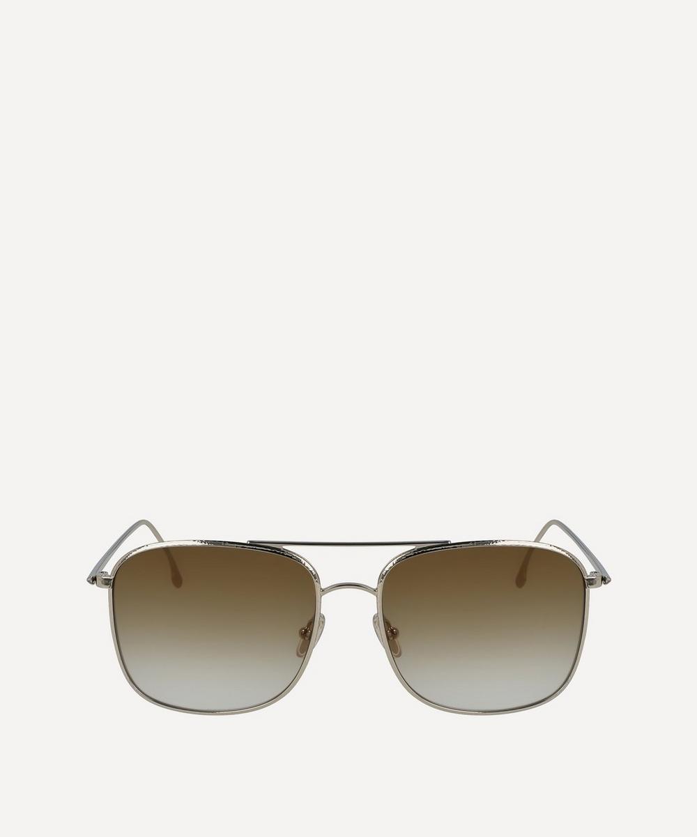 Victoria Beckham Hammered Square Aviator Sunglasses In Gold-tone