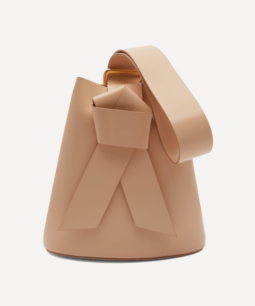Acne Studios Knotted Leather Bucket Bag In Blush Pink
