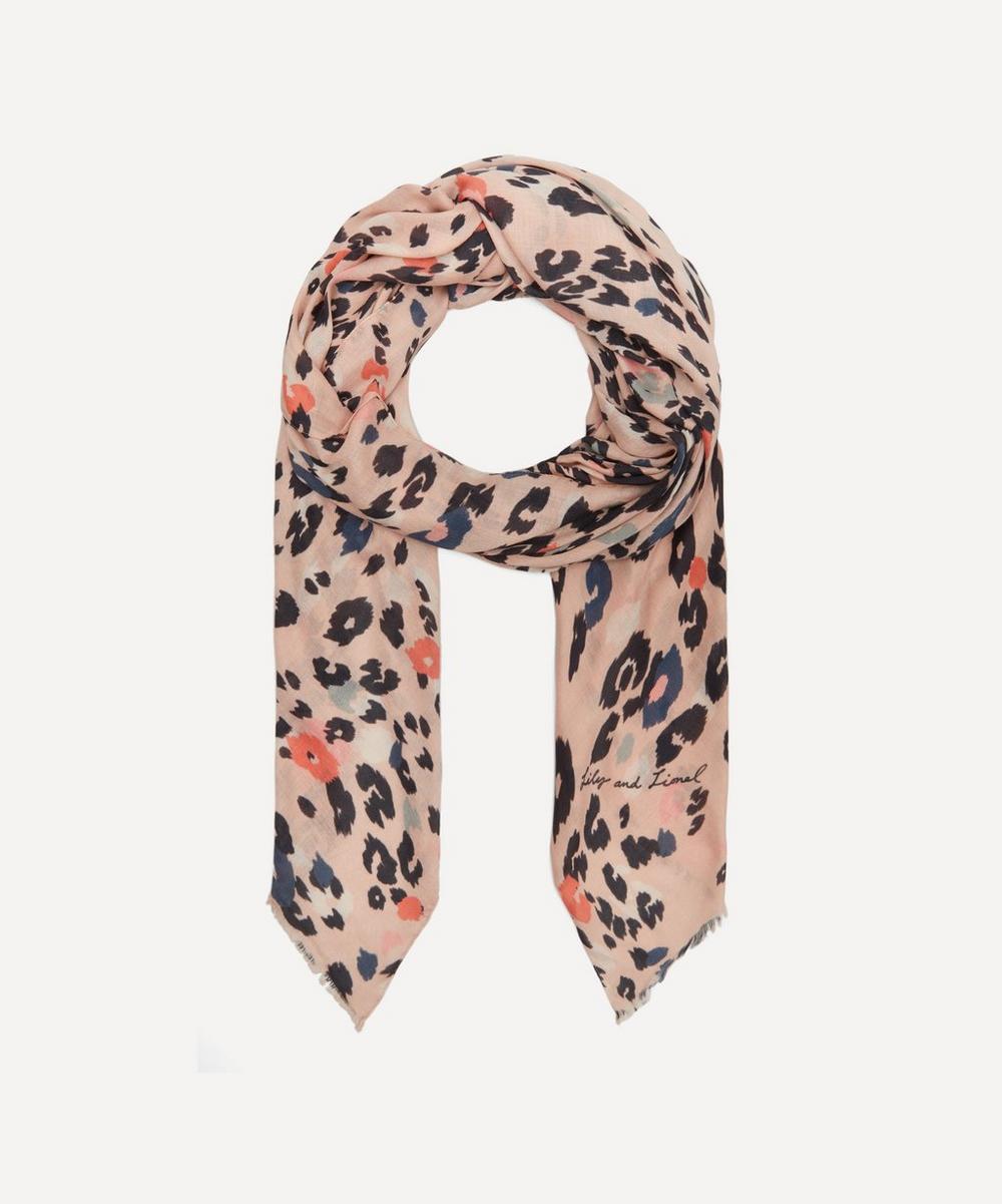 Lily And Lionel Dancing Leopard Modal-blend Scarf In Pink