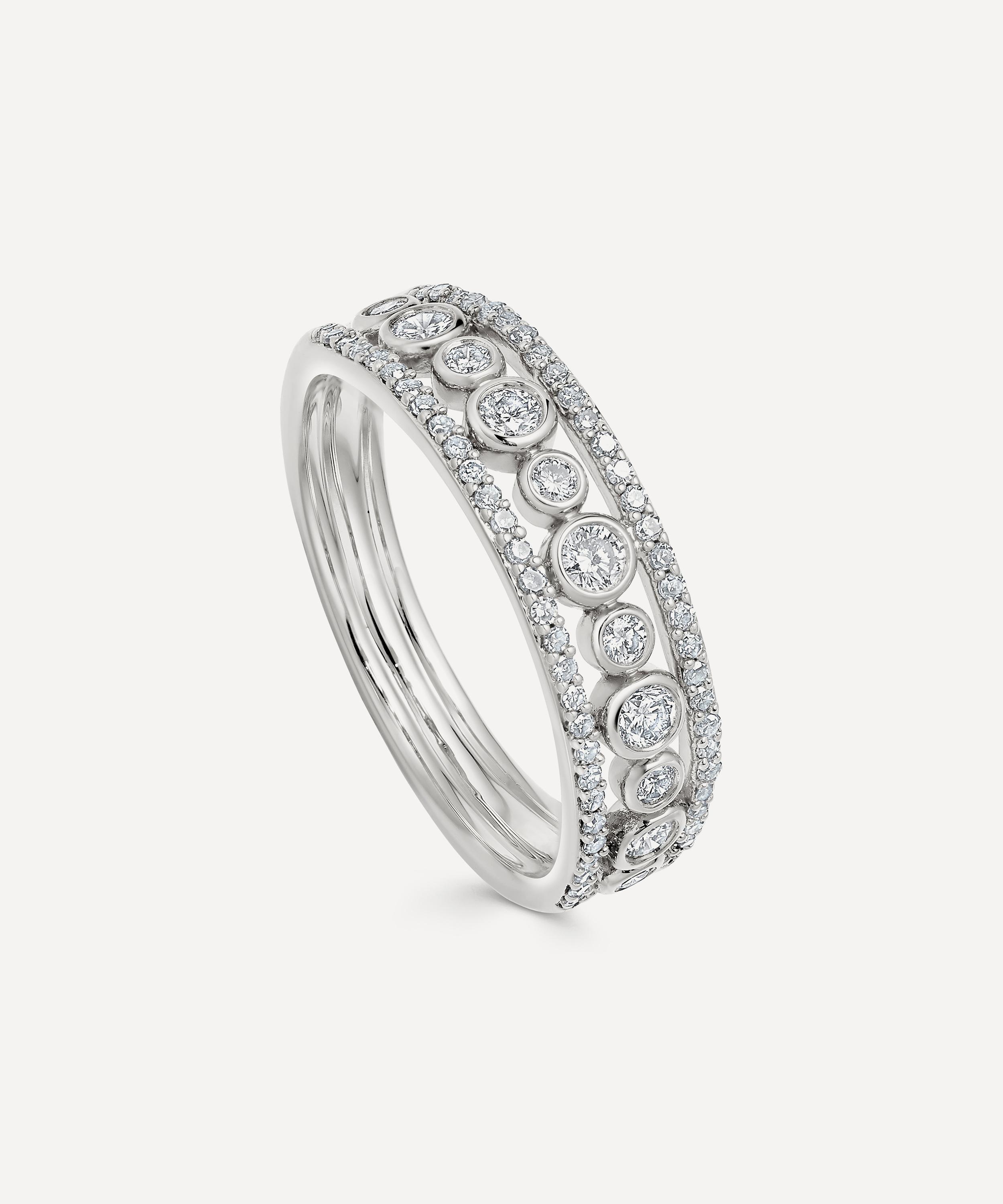 14ct White Gold Triple Icon Nova Diamond Ring Liberty