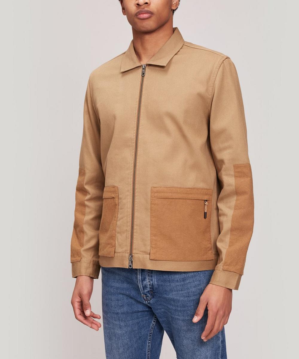 Folk Overlay Panelled Cotton-twill Chore Jacket In Tan