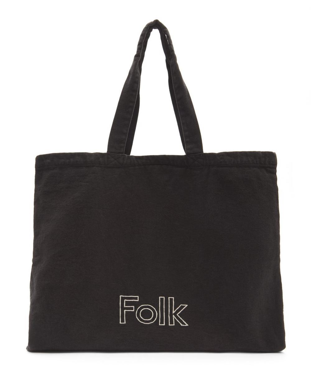 Folk Tote Bag In Soft Black
