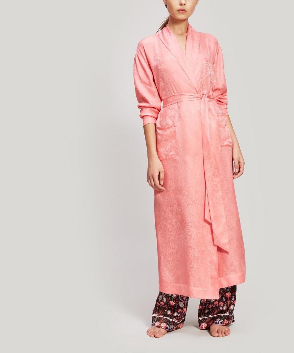 Liberty London Hera Silk Jacquard Robe In Pink