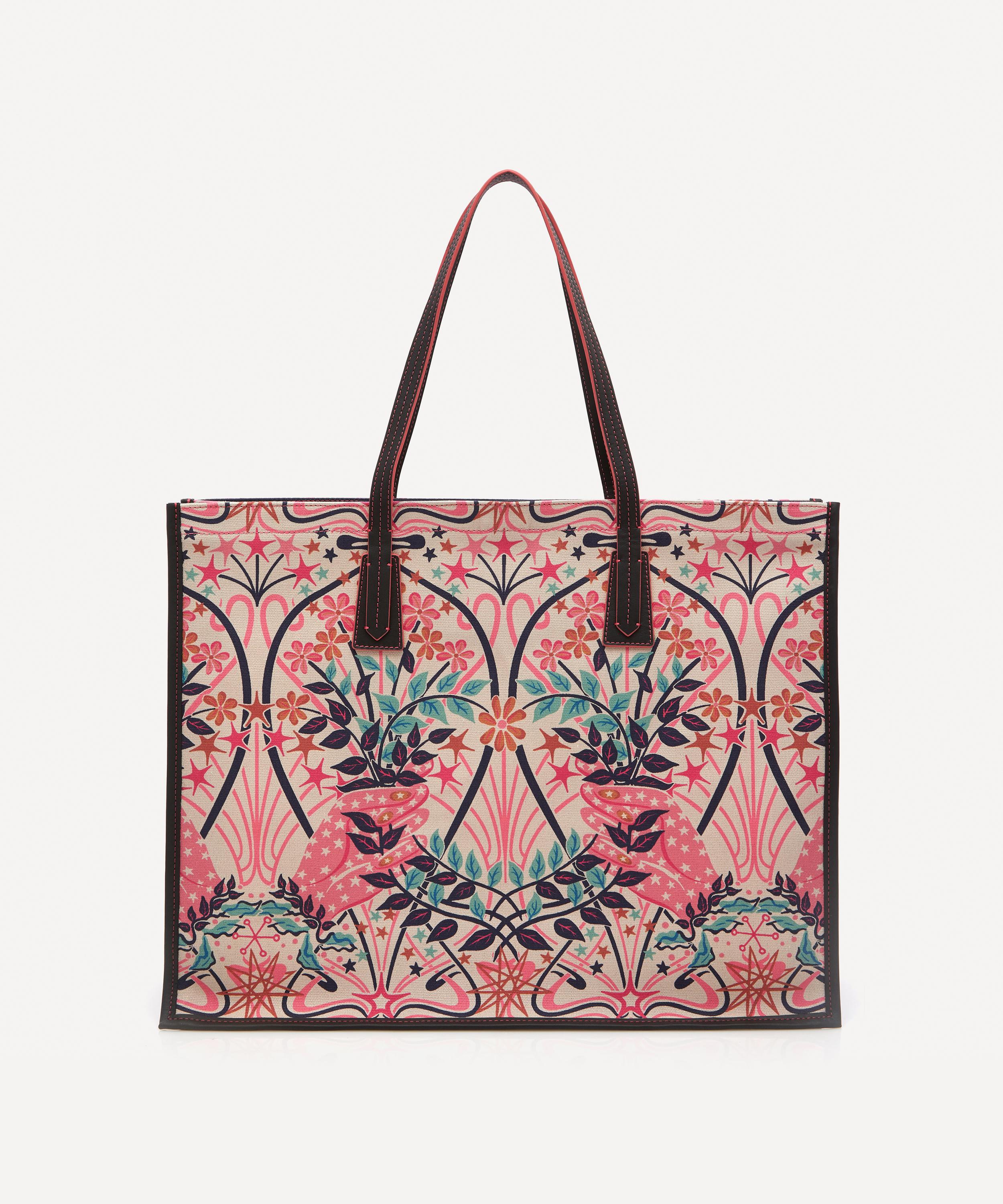 Liberty London Valentine Large Canvas Tote Bag In Beige