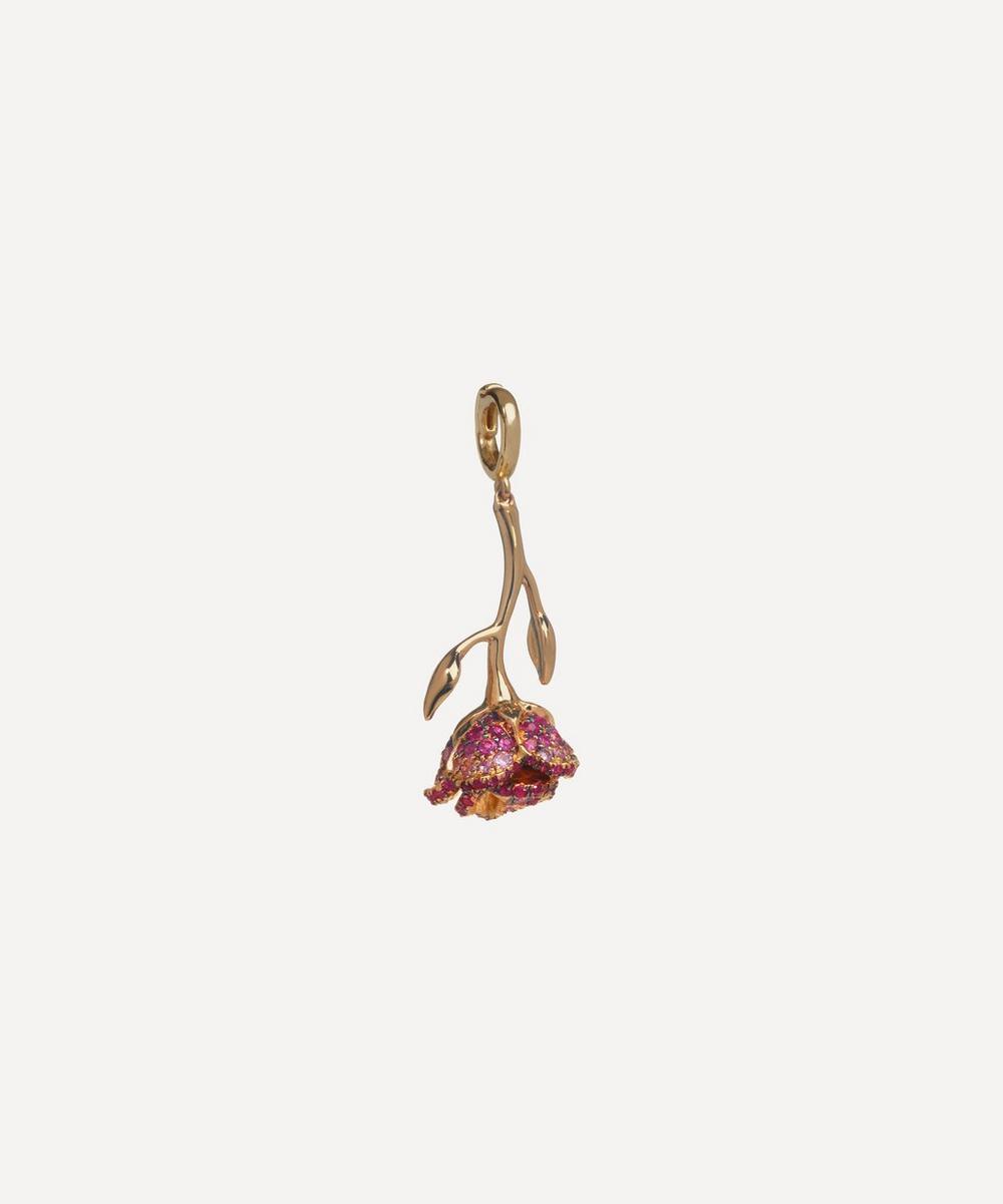 ANNOUSHKA X THE VAMPIRE'S WIFE 18CT GOLD 'THE WILD ROSE' PINK SAPPHIRE CHARM,000643253