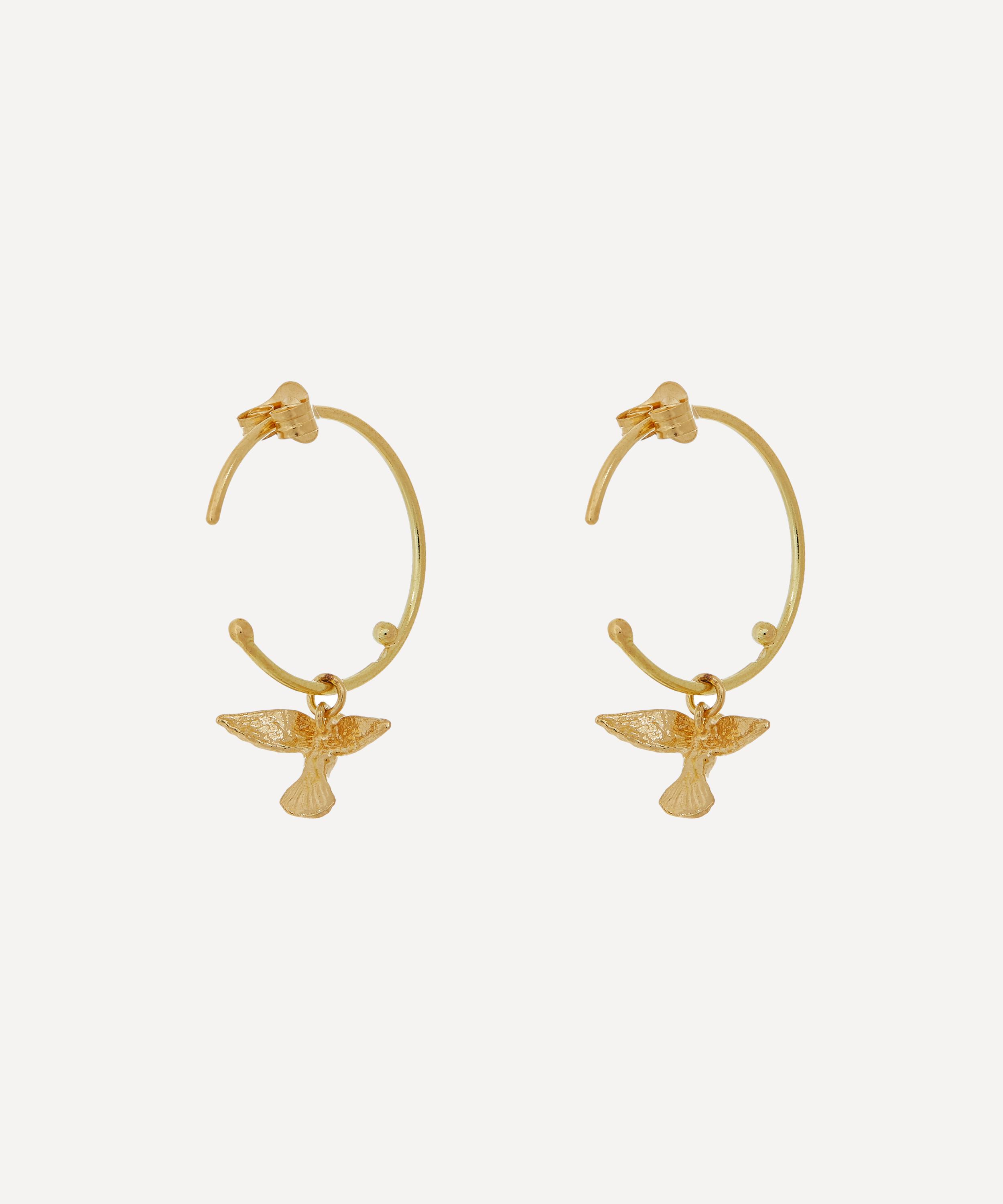 Gold Teeny Tiny Hummingbird Hoop Earrings